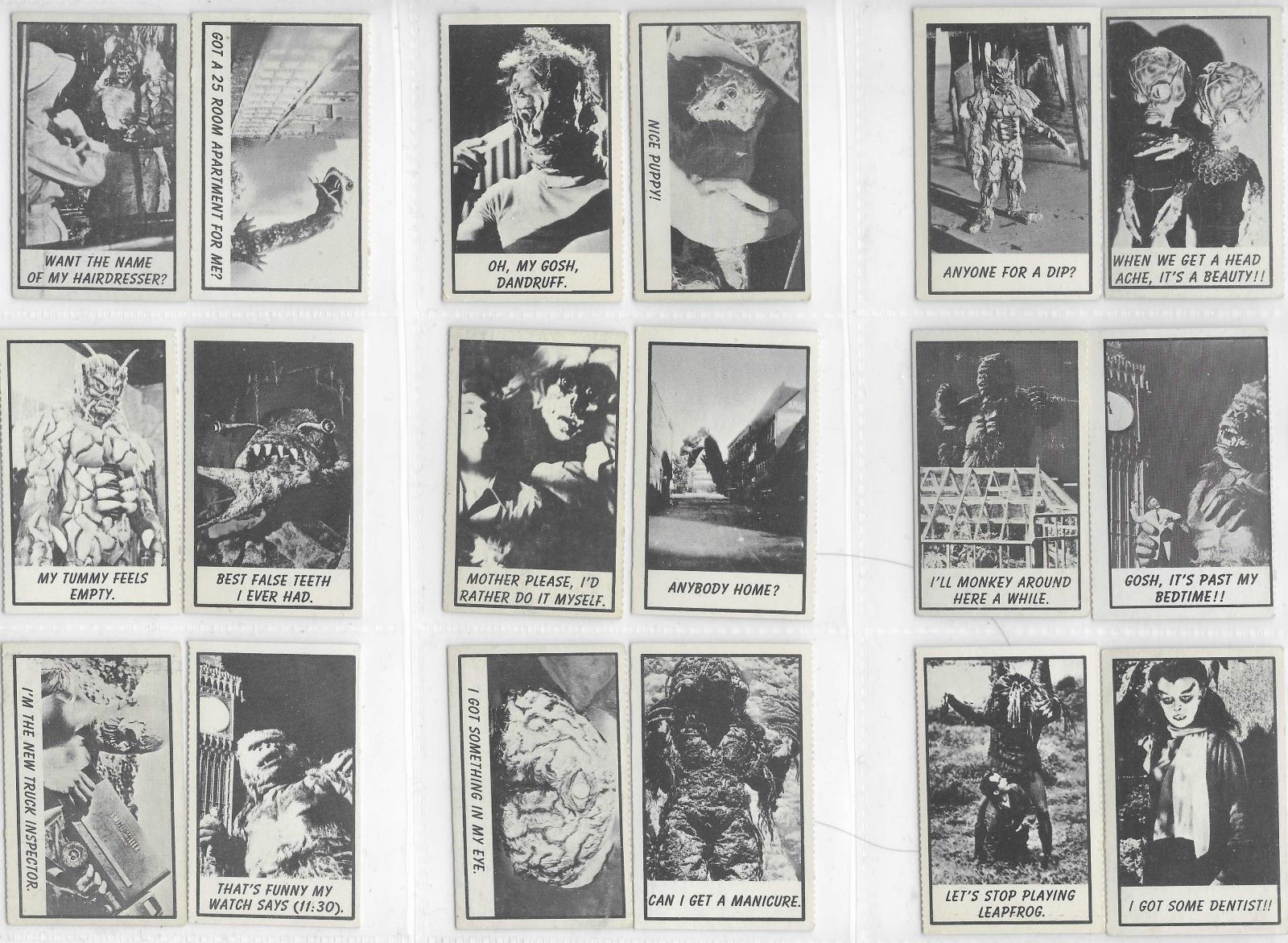 1963 TOPPS MONSTER MIDGEES, LOT OF 58 DIFFERENT POPULAR MONSTER SET