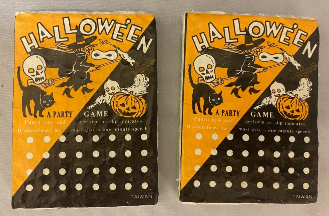 PAIR OF 1970'S VINTAGE Halloween Styrofoam Punch Board / Card  Party Game SALE