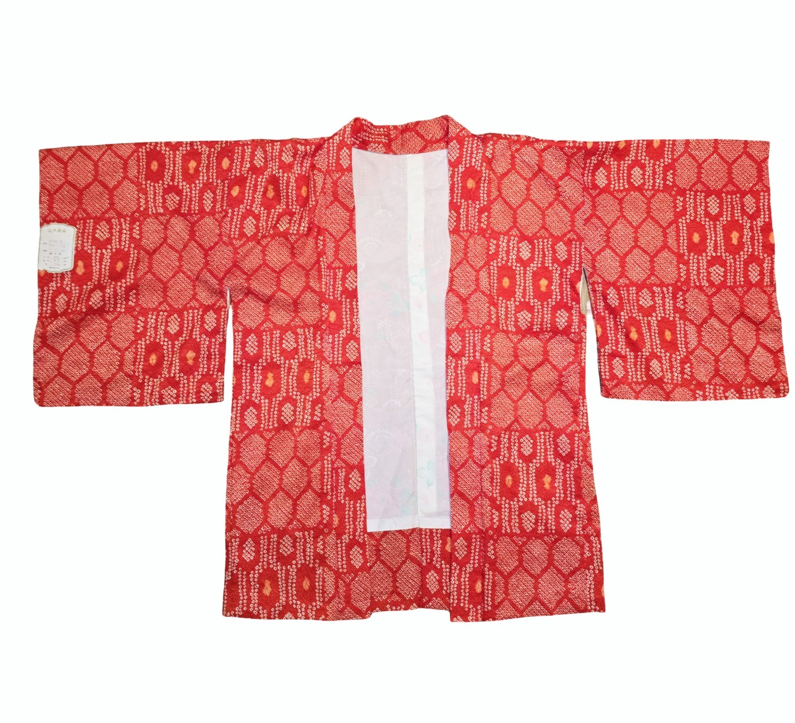 Vintage Japanese Edo Shibori Red Haori Kimono Jacket One Size (S-L)