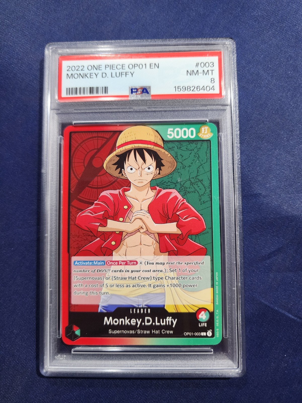 2022 Pre Errata One Piece Romance Dawn Monkey D. Luffy #OP01003 PSA 8 