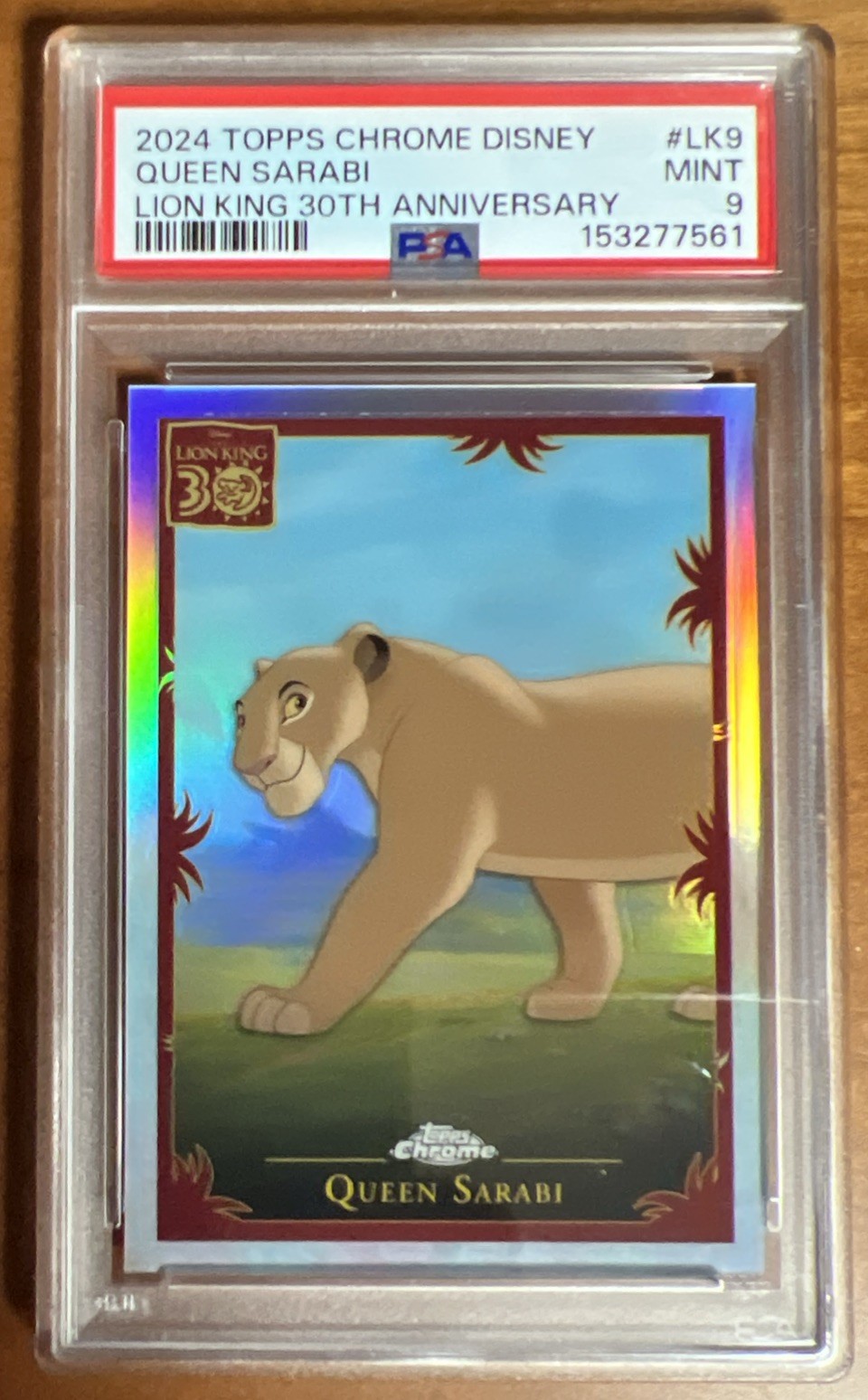 2024 TOPPS CHROME DISNEY QUEEN SARABI 30th ANNIVERSARY LION KING PSA 9