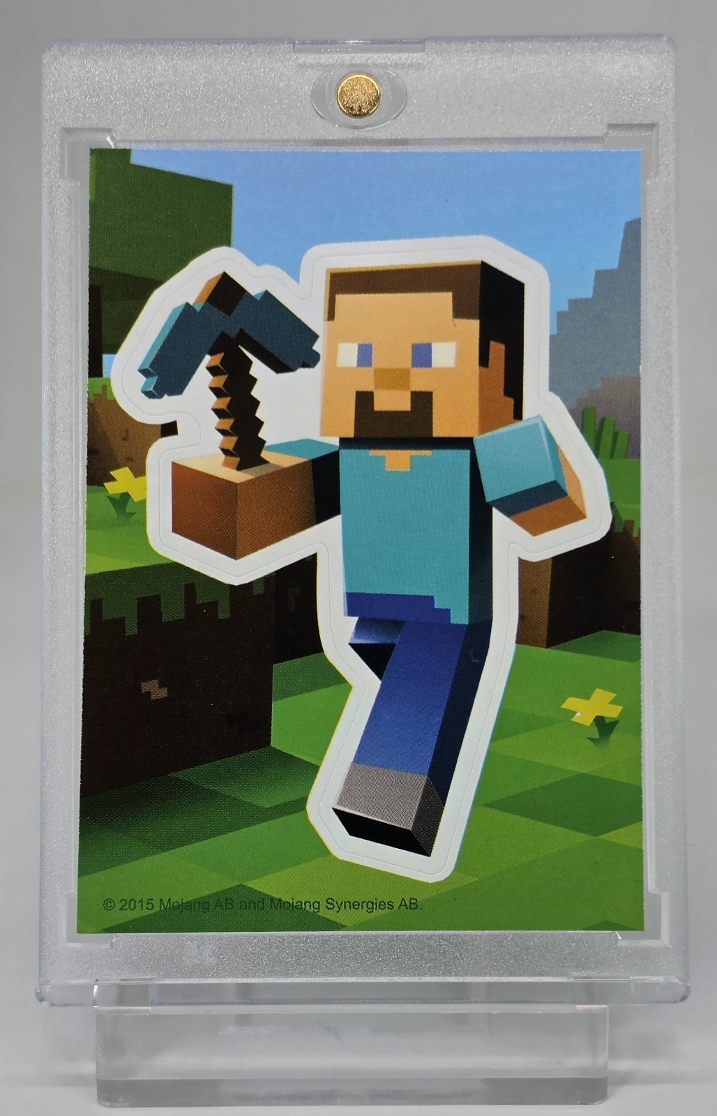 CLEAN 2015 MINECRAFT ROOKIE STEVE ROOKIE COLLECTABLE STICKER FIRST EVER SHARP RC