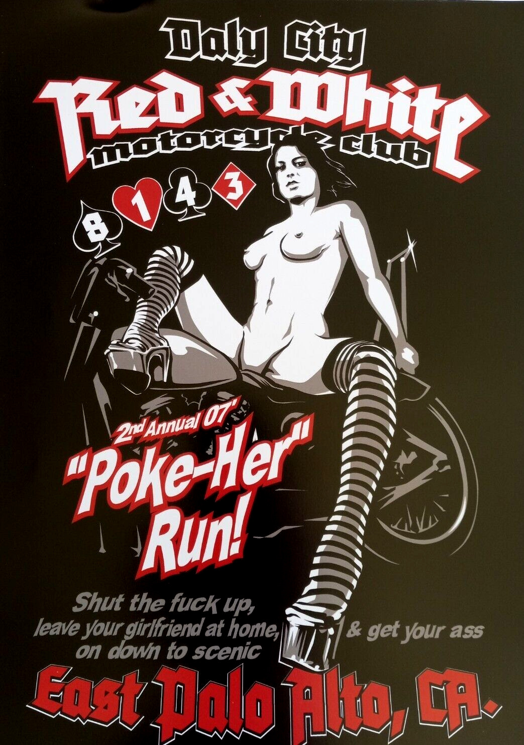 81 Hell's Angels Daly City Ca. 2ND  Annual Poker Run  2007  Poster Rare