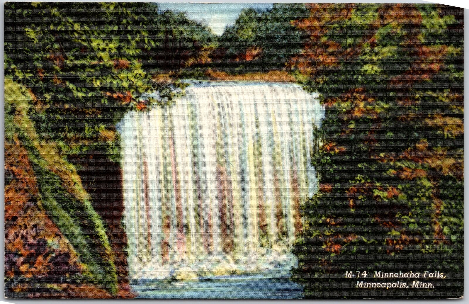 Minnehaha Falls Minneapolis Minnesota MN Waterfalls & Forest Attraction Postcard
