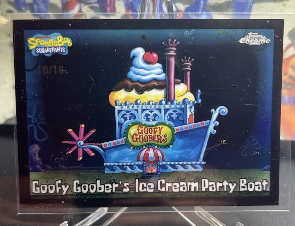 Topps Chrome SpongeBob 2025 Goofy Goober’s Ice Cream Party Boat Black Ref /10 Topps Chrome SpongeBob 2025 Goofy Goober’s Ice Cream Party Boat Black Ref /10