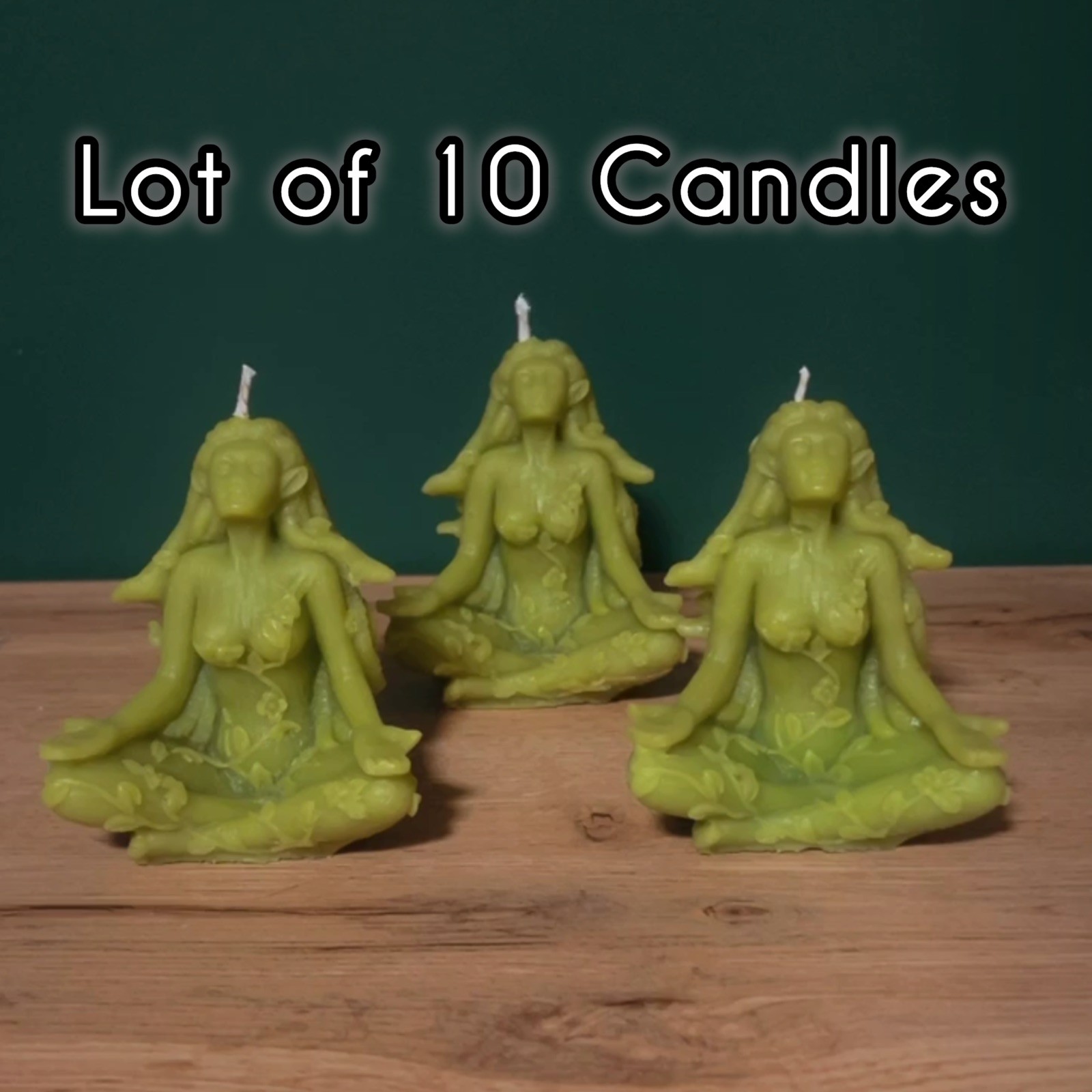 WHOLESALE Bulk Candles Lot of 10 Woman Nature Meditation Green Beeswax Fairycore