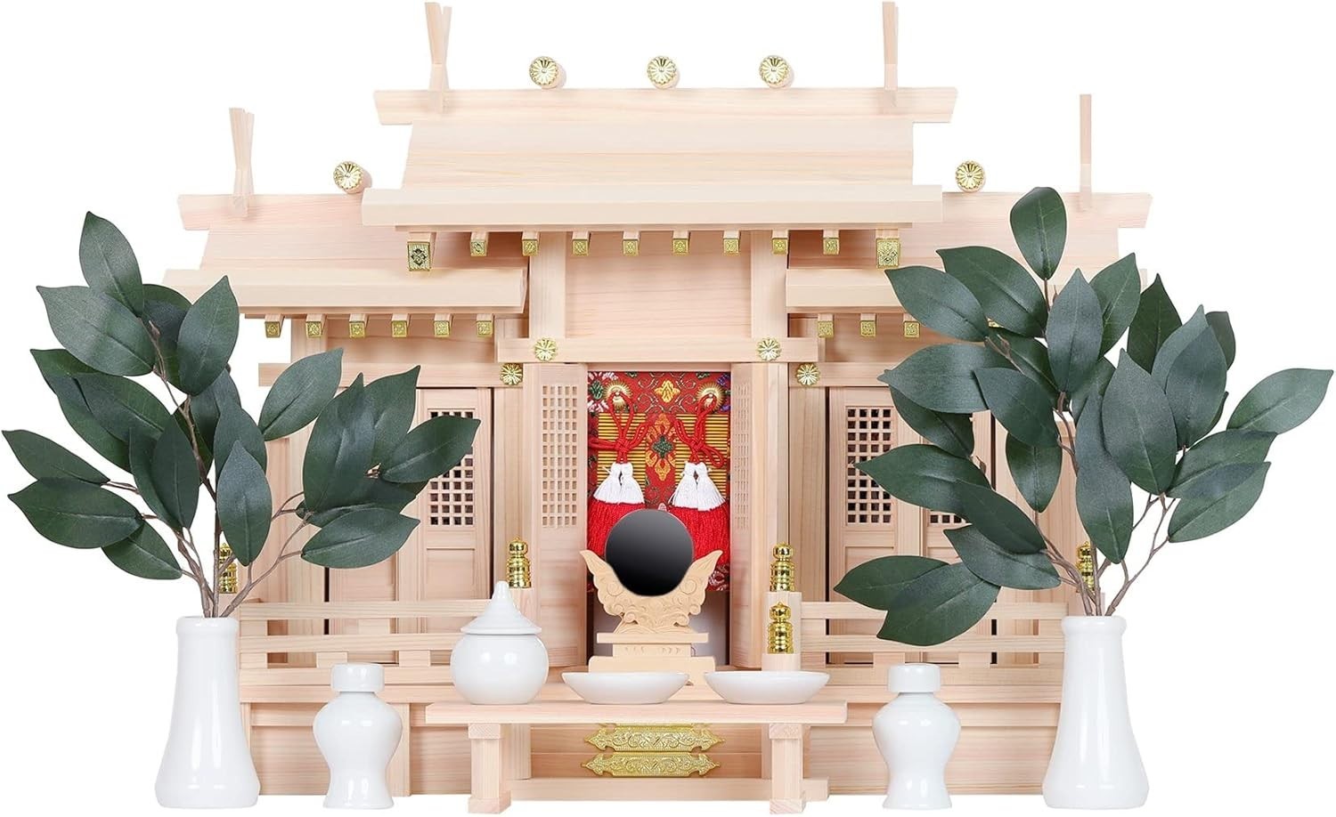 Yamako Horai Jingu Kamidana Shinto Shrine Set Hinoki Cypress Lattice Door new jp