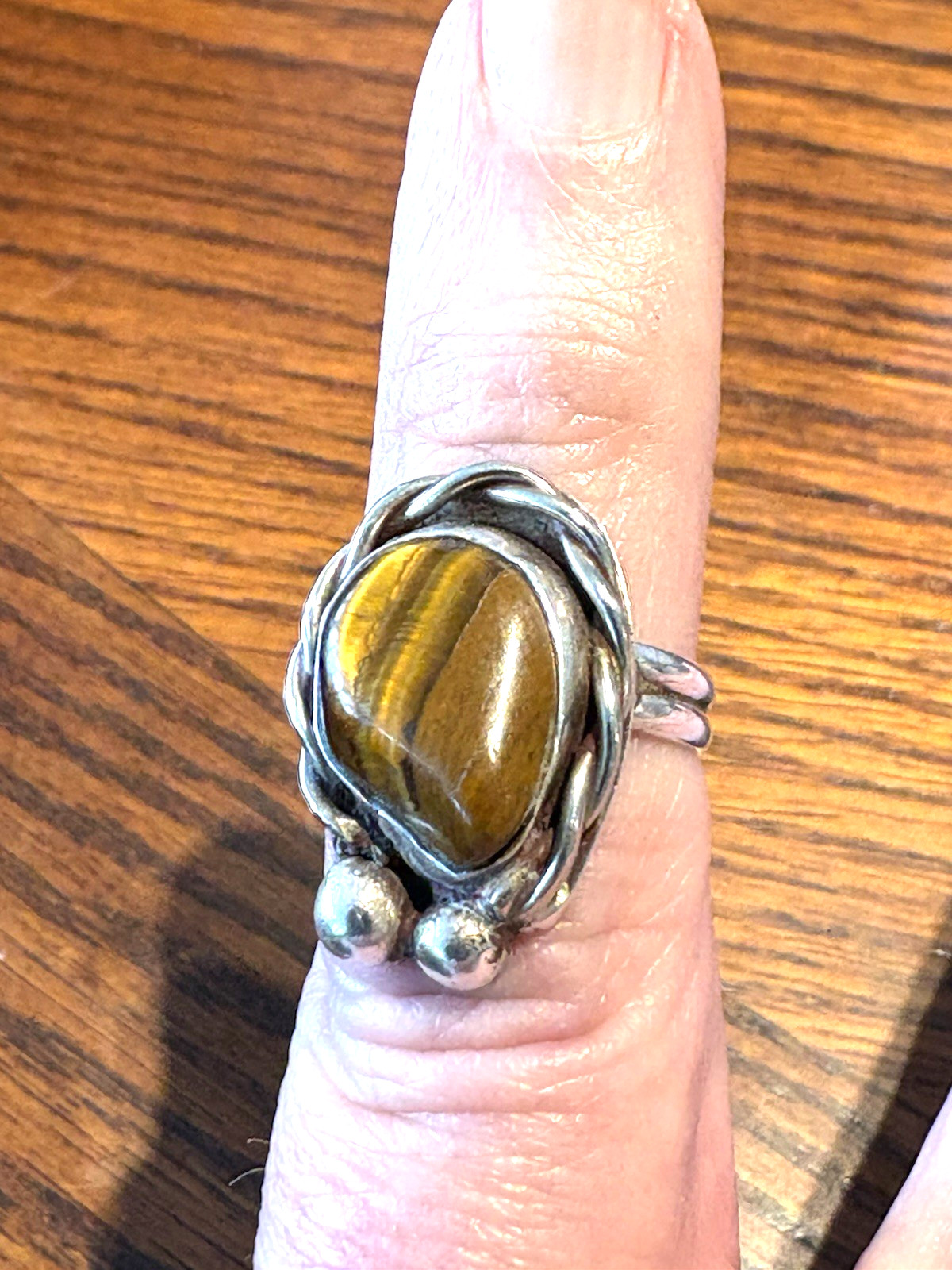 Vintage Sterling Silver 925 Southwestern  Tigers Eye l Ring Size 7 6.1  Grams