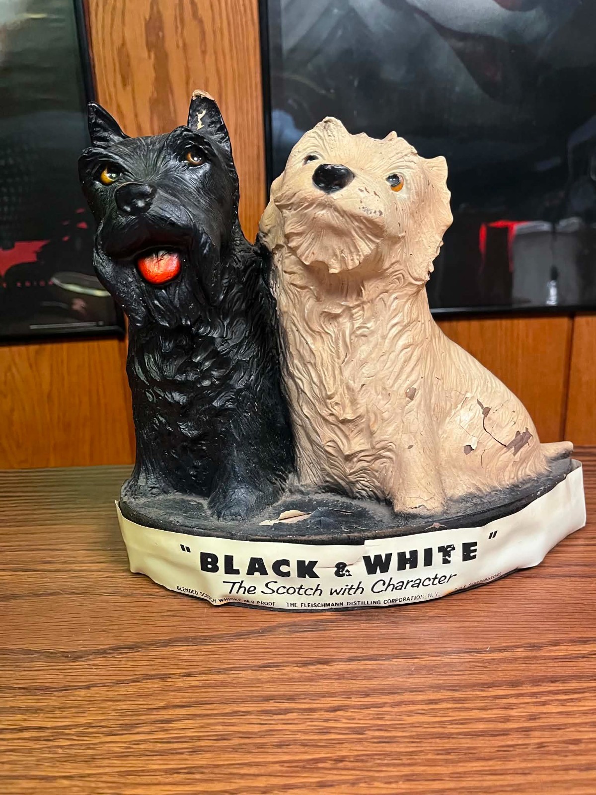 Vtg Advertising Black & White Scottie Terrier Dogs Scotch Whiskey Bar Display