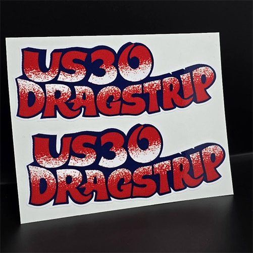US 30 DRAGSTRIP (Pair) Vintage Style DECAL, Vinyl STICKER, racing, hot rod