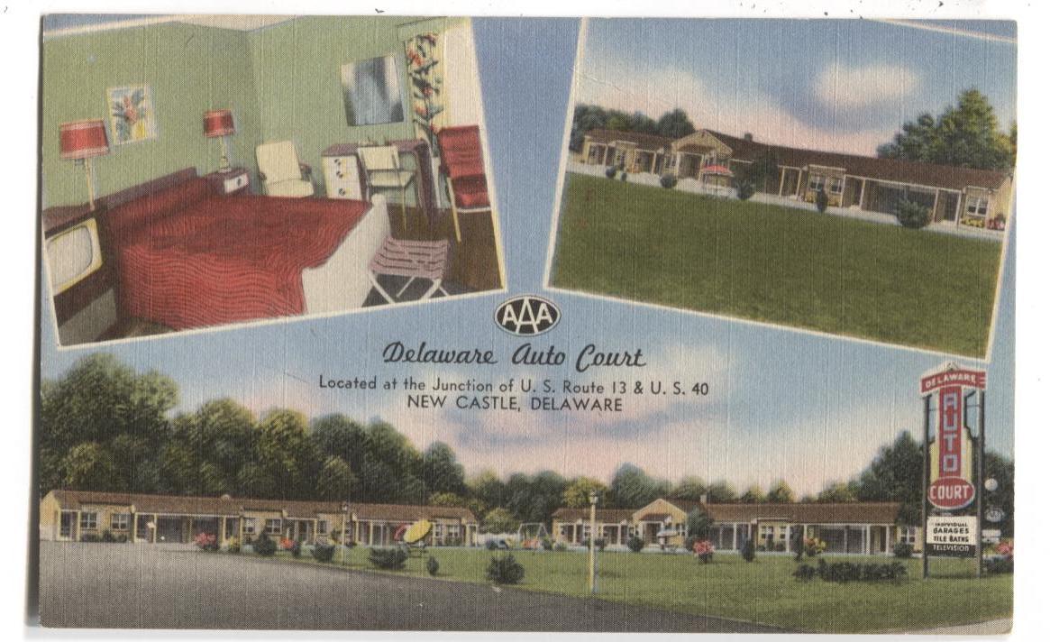 Postcard Delaware Auto Court Hotel New Castle Delaware DE 