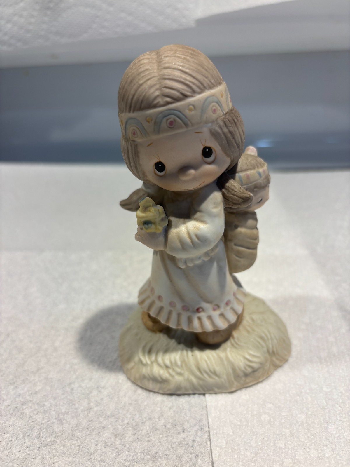 Precious Moments His Burden Is Light Figurine 1977 No symbol marking.