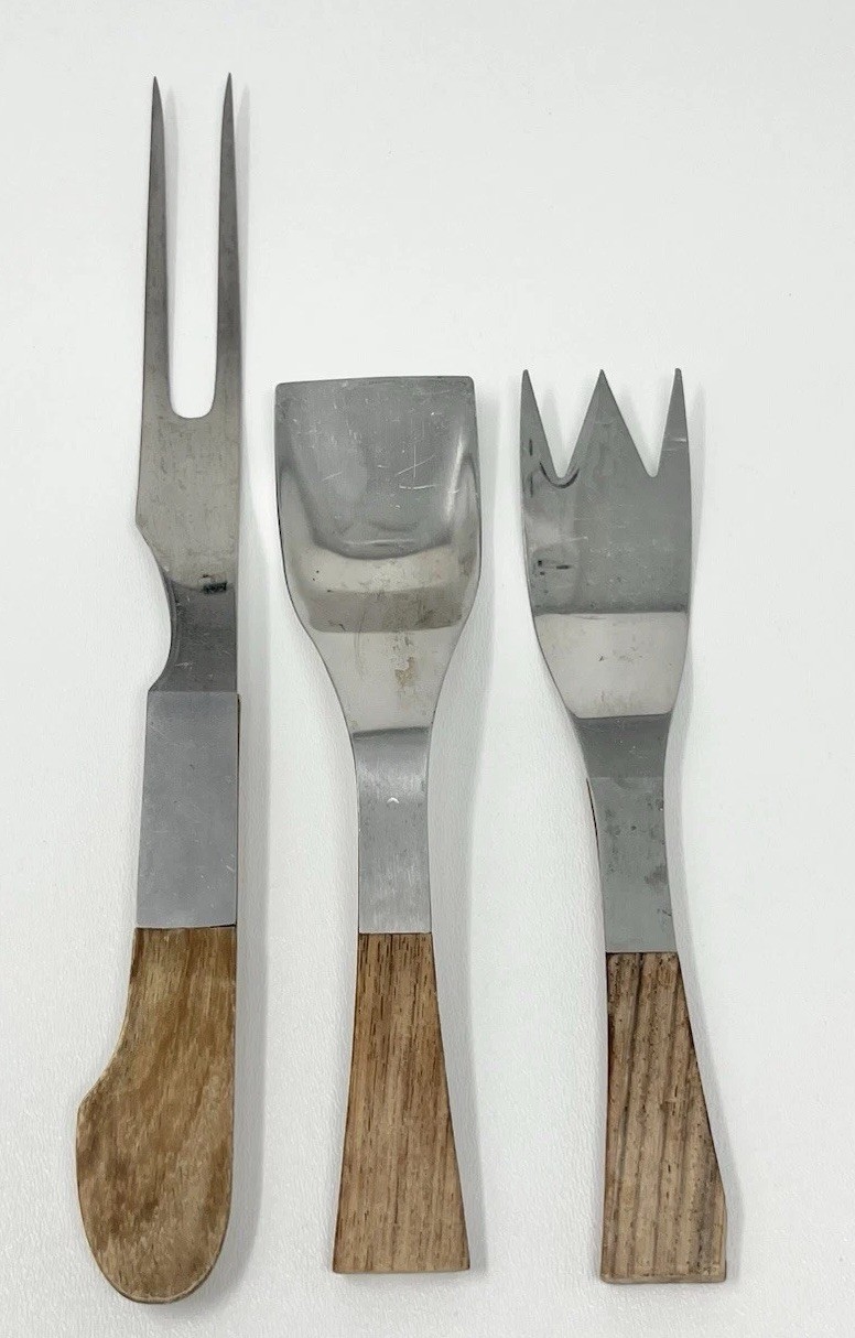 Vintage Mid-Century Modern Burnco? Serving Set Fork Scoop Stainless Japan Retro