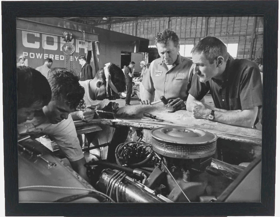 Framed Cobra Phil Remington and Ken Miles Sebring 1964 Reproduction - 11x8.5