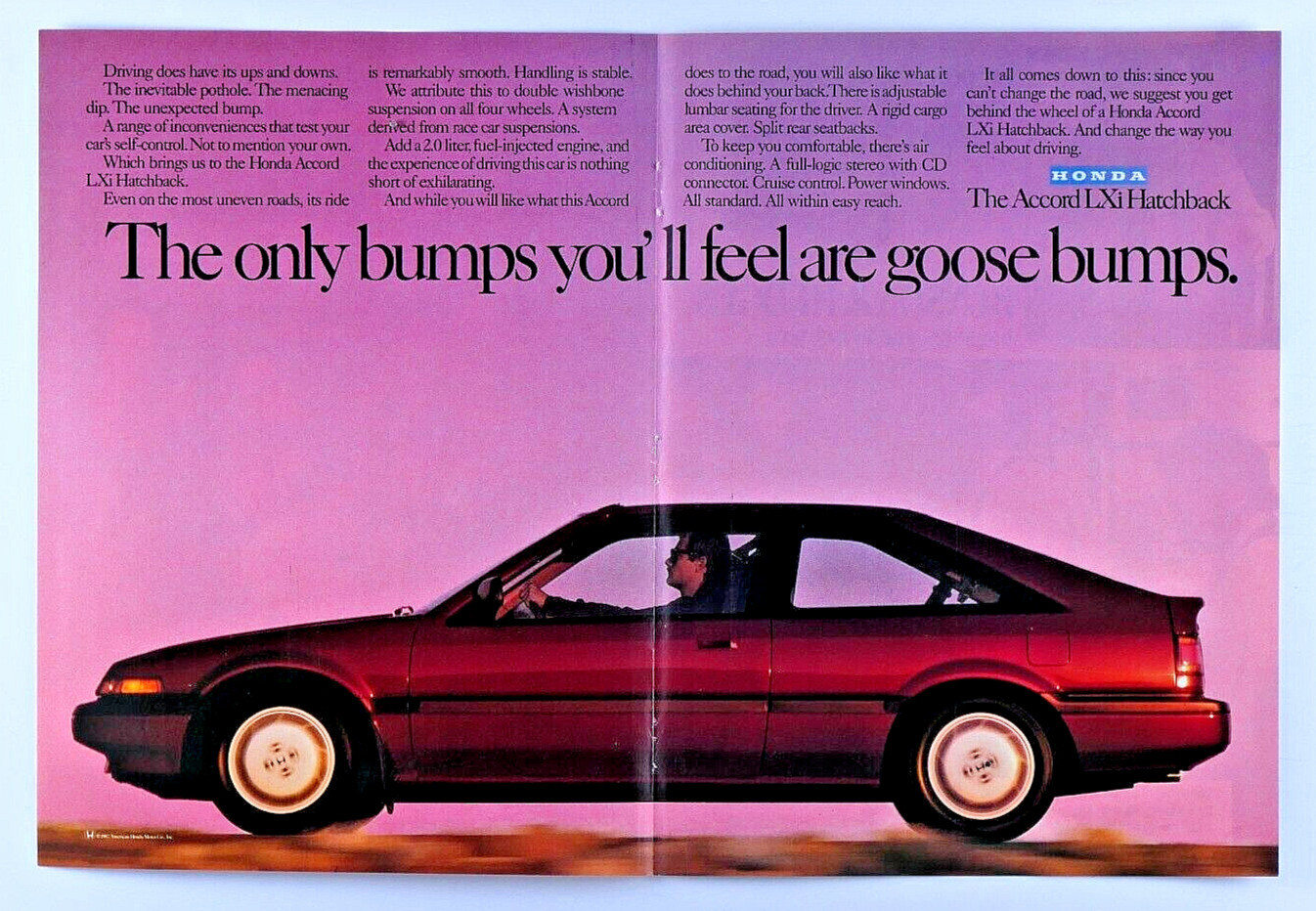 1988 Honda Accord Xi Hatchback Vintage Original Centerfold Print Ad 16 x 11\