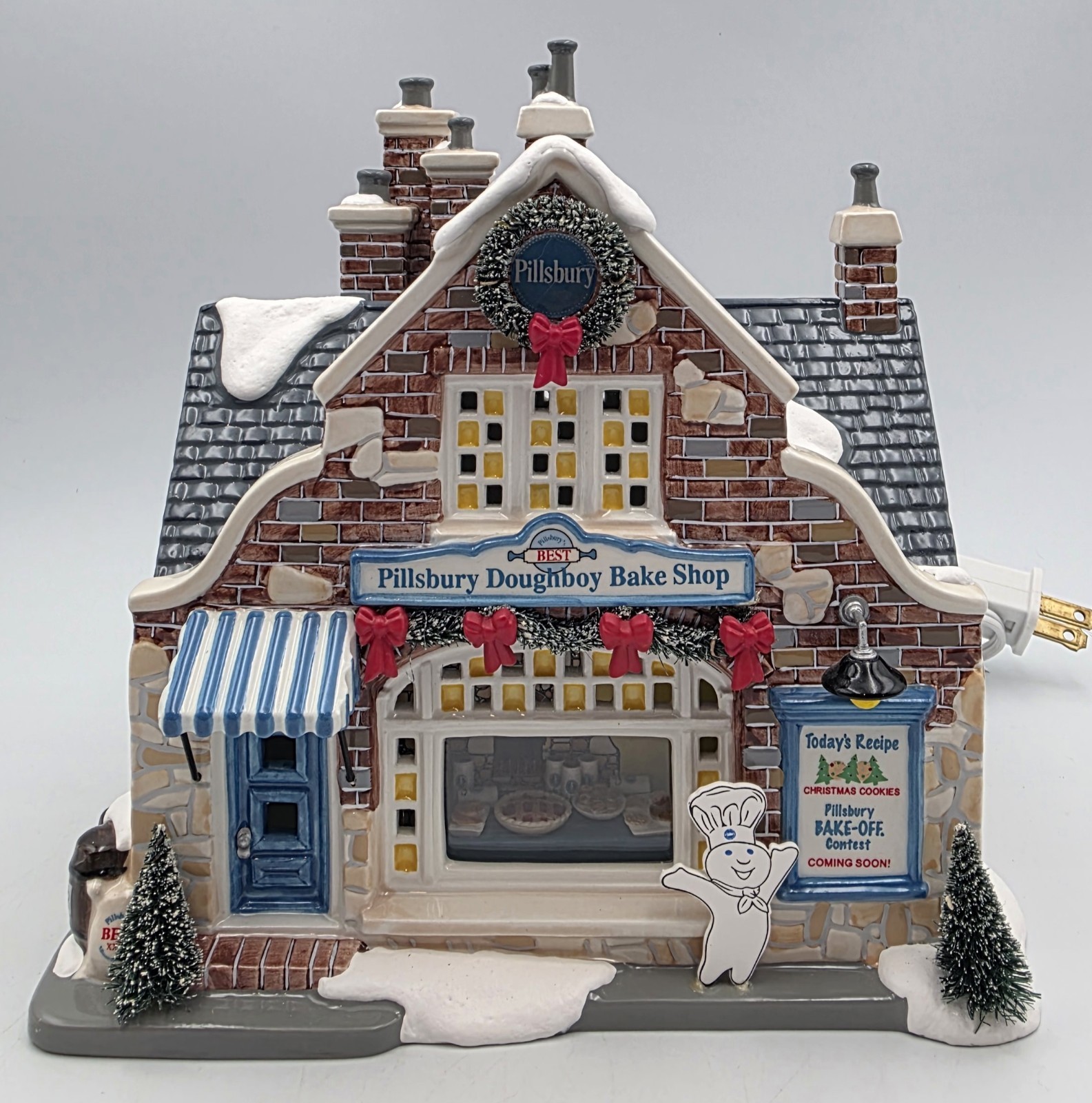 Vintage 2003 Department 56 Snow Village Light-Up Pillsbury Doughboy Bake Shop