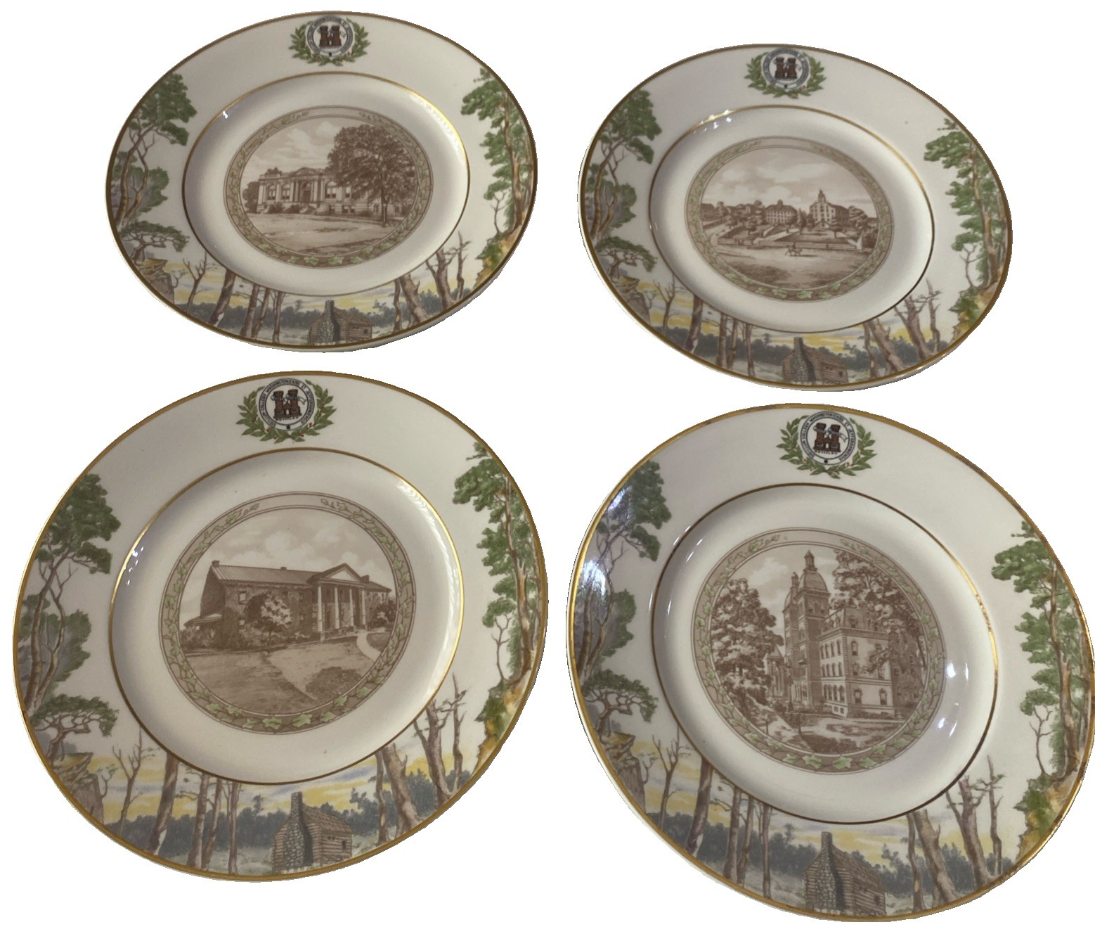 Vintage 4 Lamberton Scammell Ivory Plates Special College Commemorative 10.5”