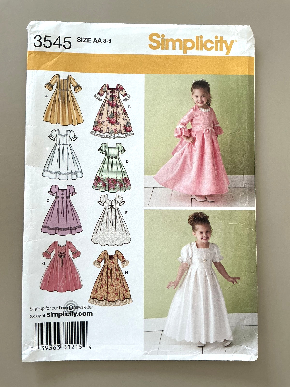 Simplicity  Child\'s Special Occasions Dress Pattern 3545 Size 3-6 UNCUT