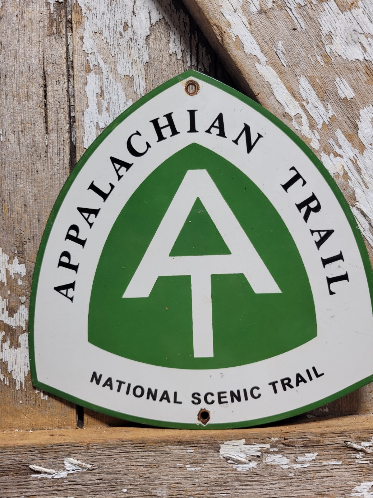 VINTAGE APPALACHIAN TRAIL PORCELAIN SIGN OLD SMOKY MOUNTAINS SCENIC HIKE 10