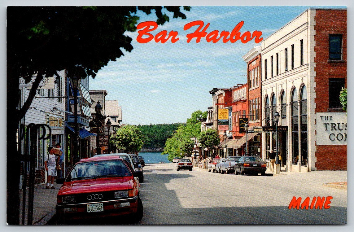 Main Street Bar Harbor Maine ME c1980 Postcard VTG