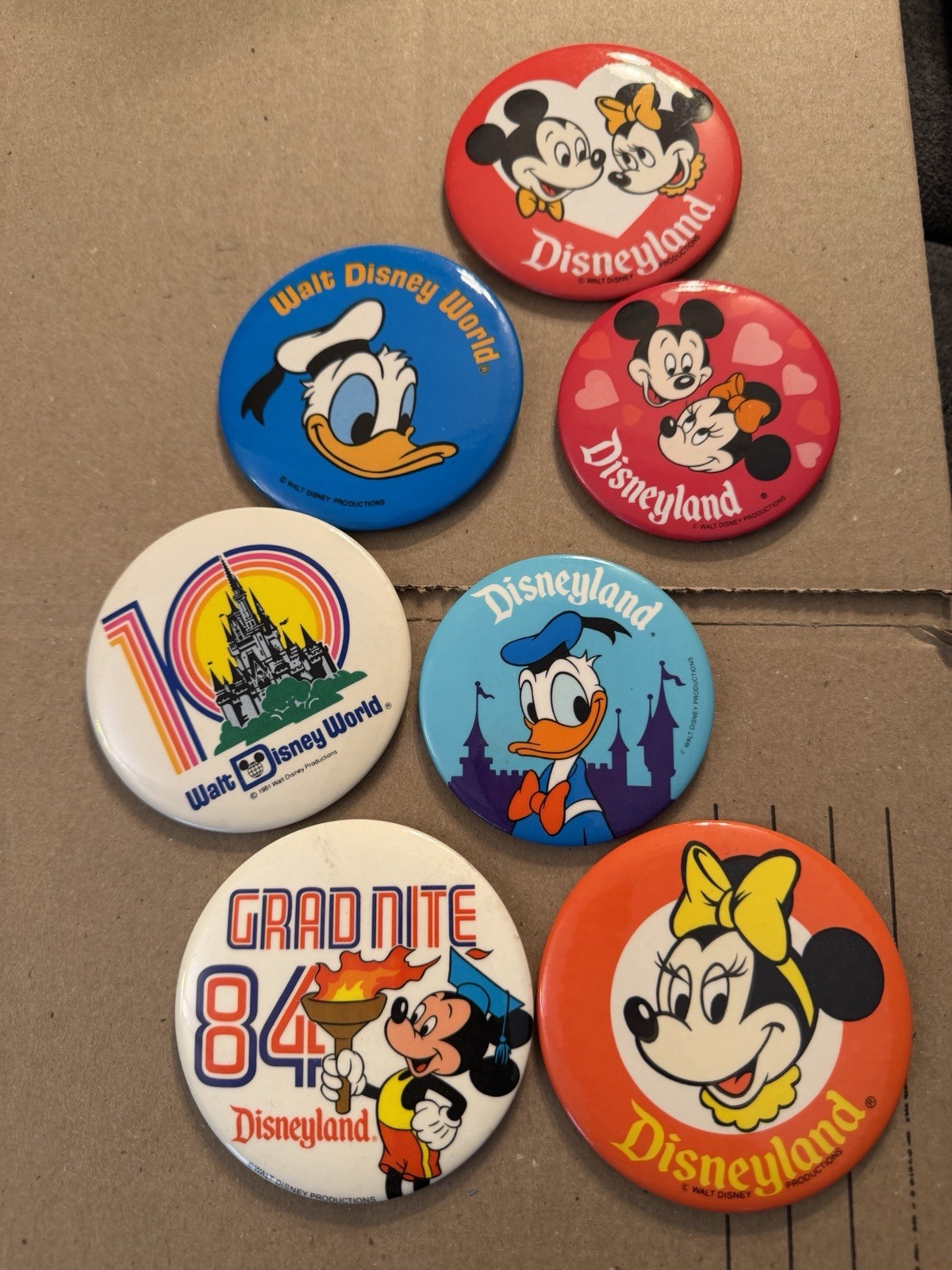 Vintage 80’s Disneyland Disney World Pin Lot Of 7