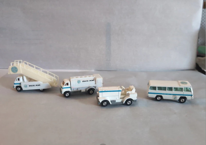 Vintage 1970s Bandai Pan Am Airport Vehicles Lot - Made in Japan (4 Pcs)