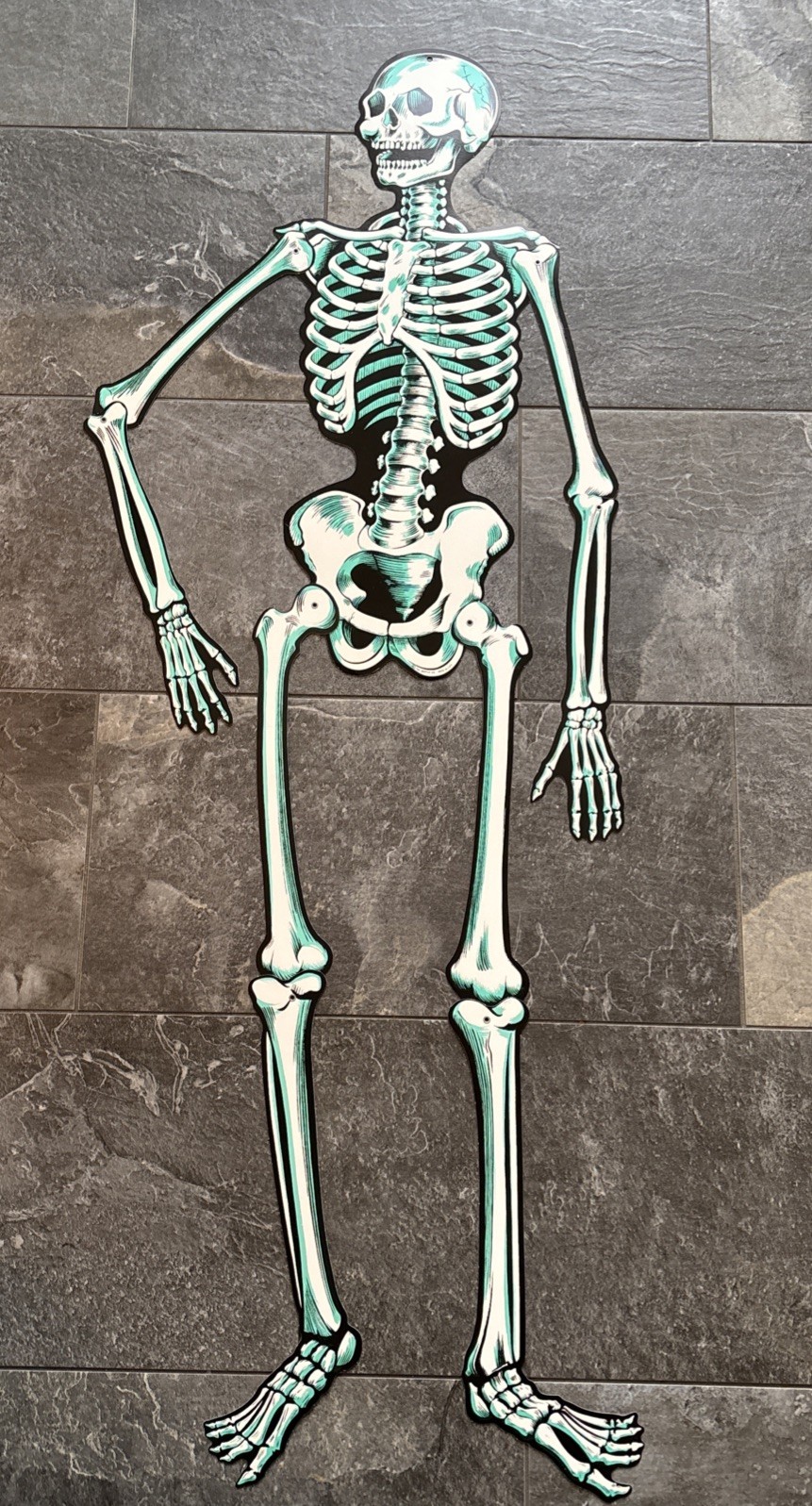 Vintage Jointed Skeleton Halloween Die Cut Beistle Co. U.S.A. 57” 