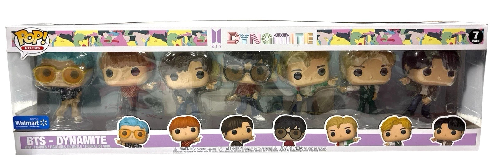New BTS Dynamite Funko Pop 7-Pack Walmart Exclusive - MINT Box Sharp Corners