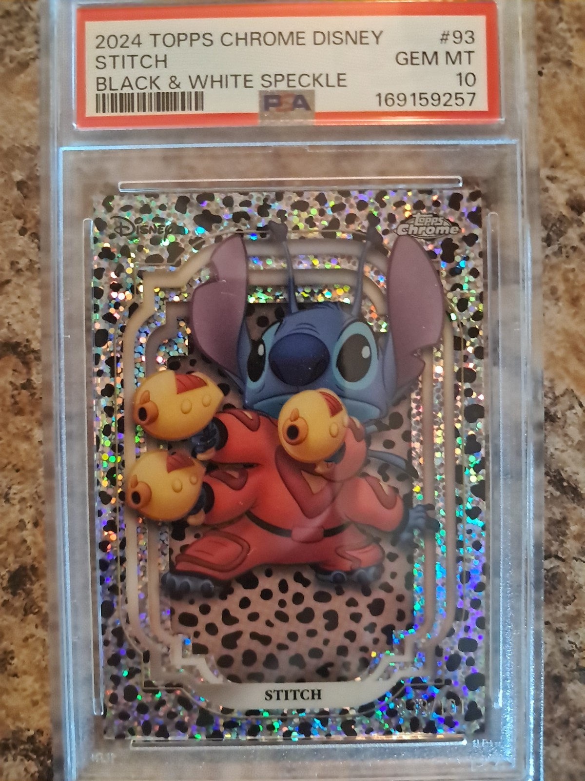 PSA 10 - 2024 Topps Chrome Disney - Stitch - Black & White Speckle /101