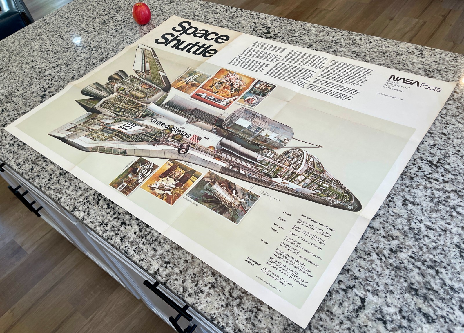 HUGE - Vintage NASA Space Shuttle Print 1978 - 42\
