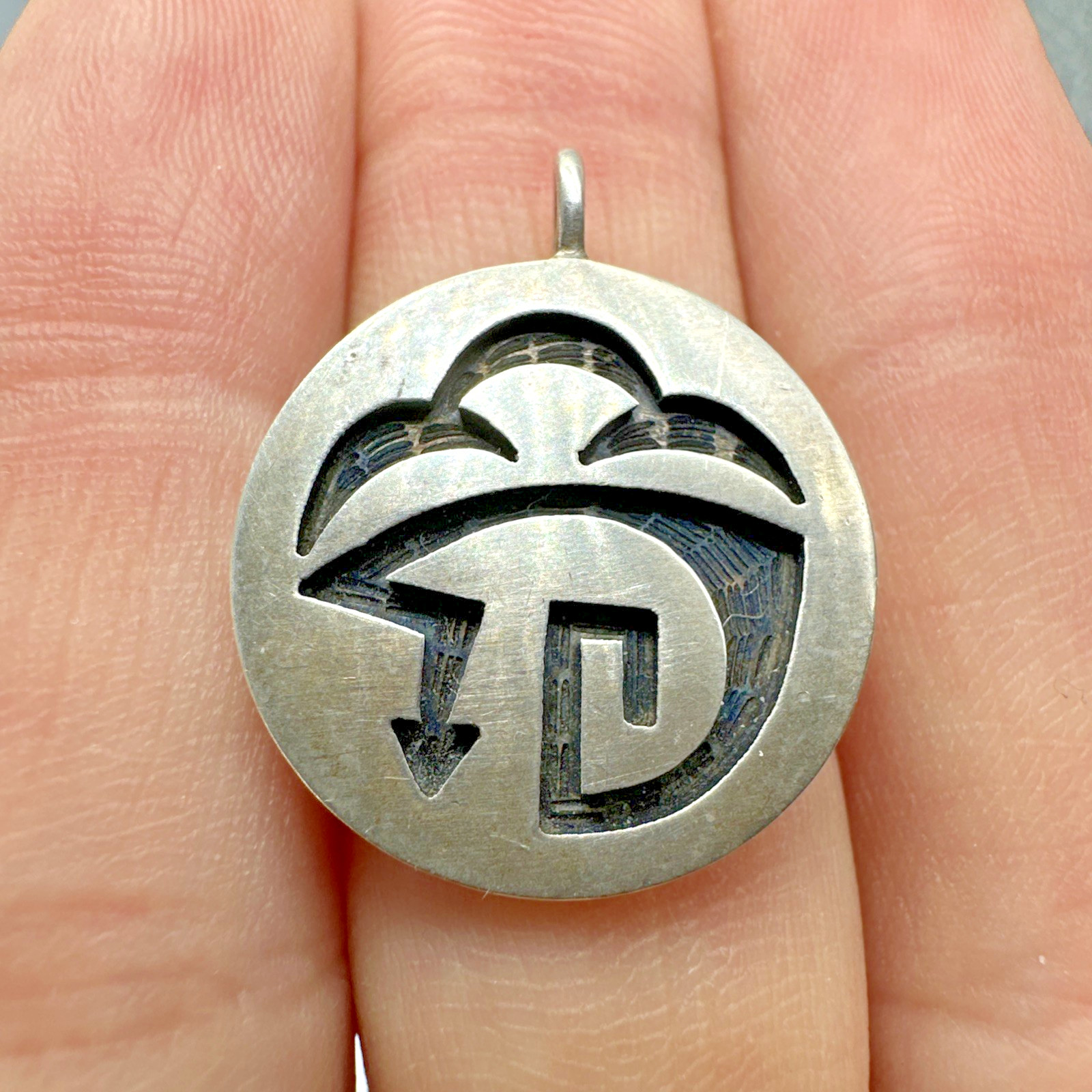 Vtg Alde Qumyintewa Hopi Sterling Silver Overlay Pendant 1\