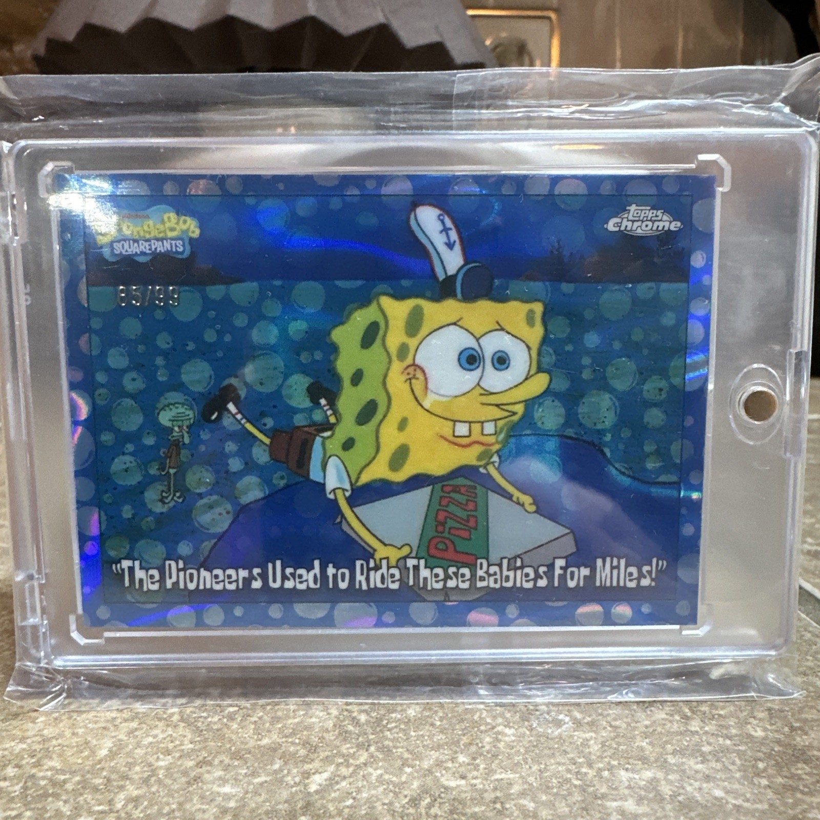2025 Topps Chrome SpongeBob The Pioneers Used To Ride These Blue Bubbles/99 RARE