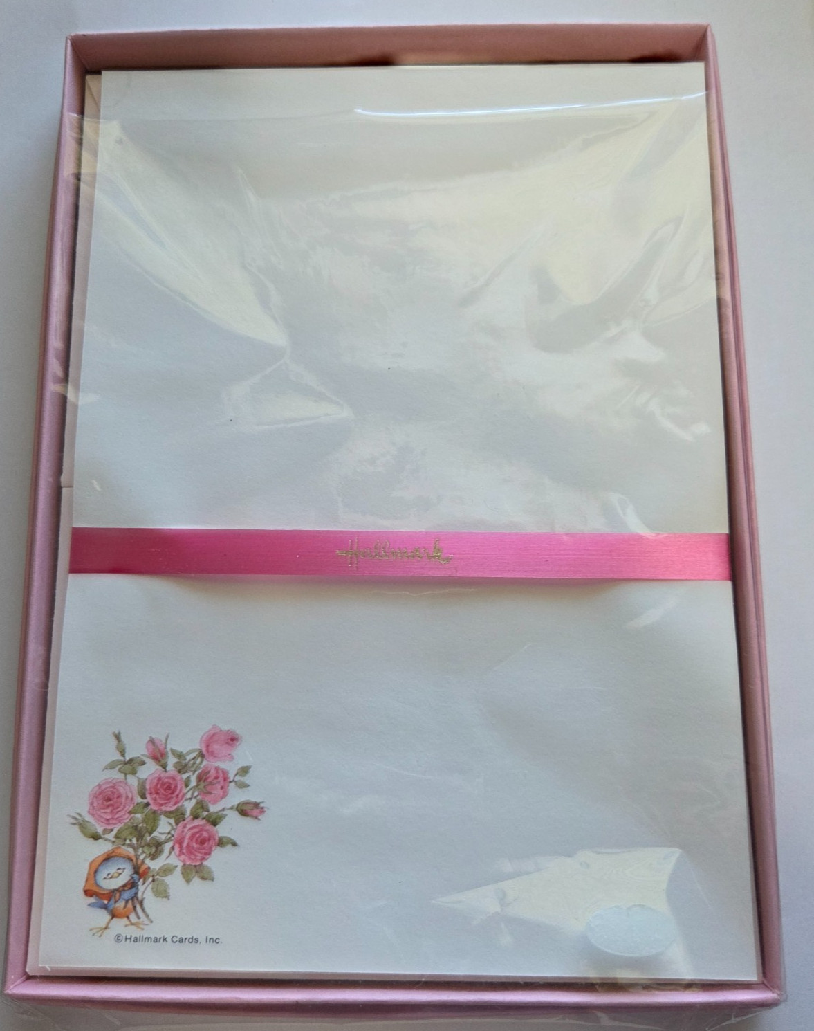 Vintage Hallmark Stationery Set Bluebird w/Roses Bouquet 