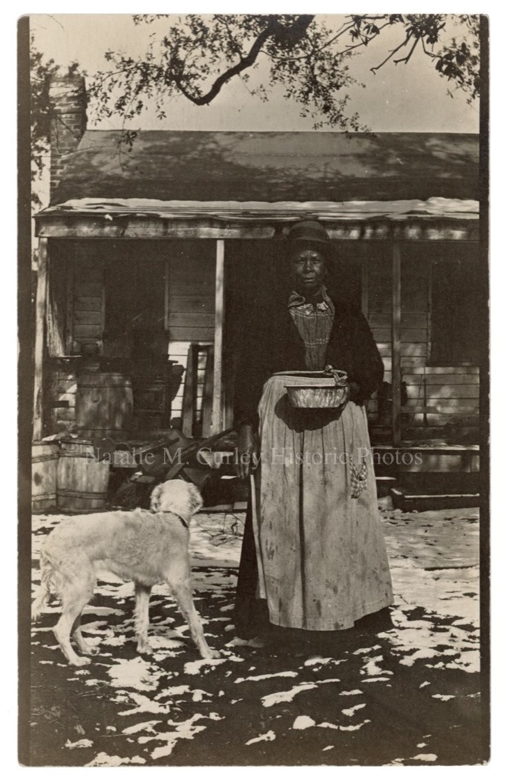 1910s African American Woman House & Dog RPPC Photo