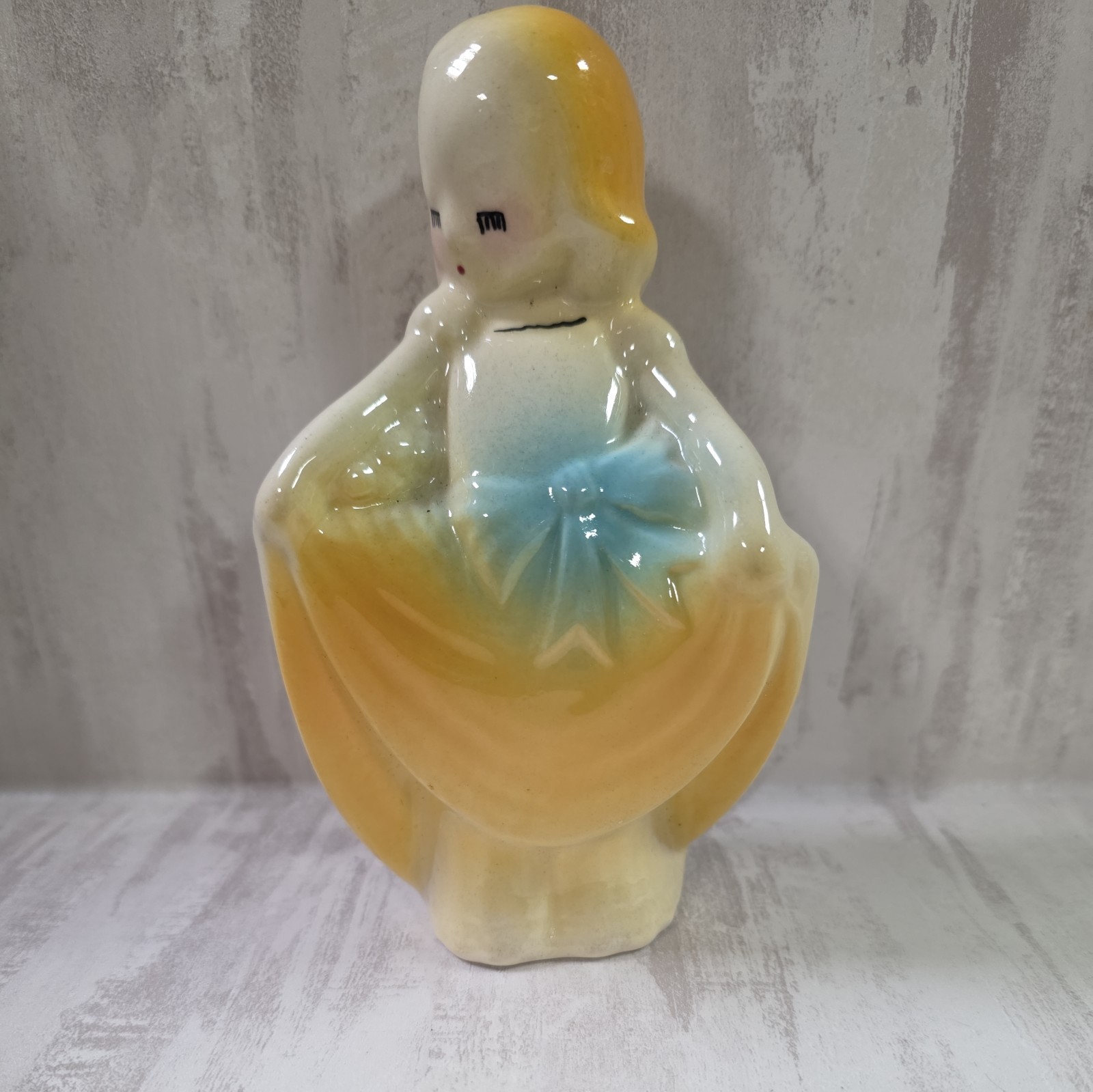 Vintage Curtsies Girl Planter Possibly Shawnee McCoy Ceramic 6.5\
