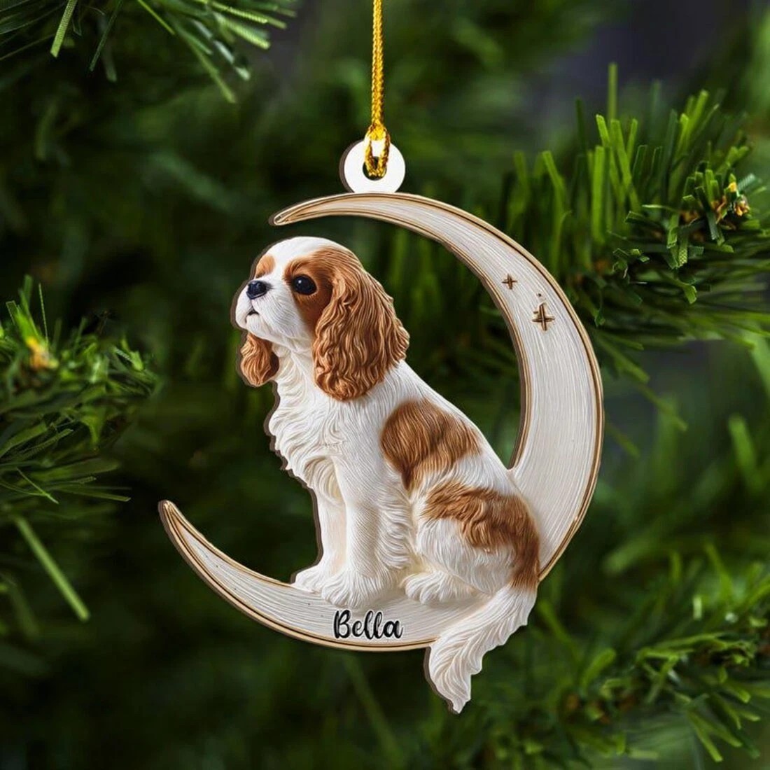 New Personalized Cavalier King Charles Spaniel Dog on Moon Gift For Fans  SK677