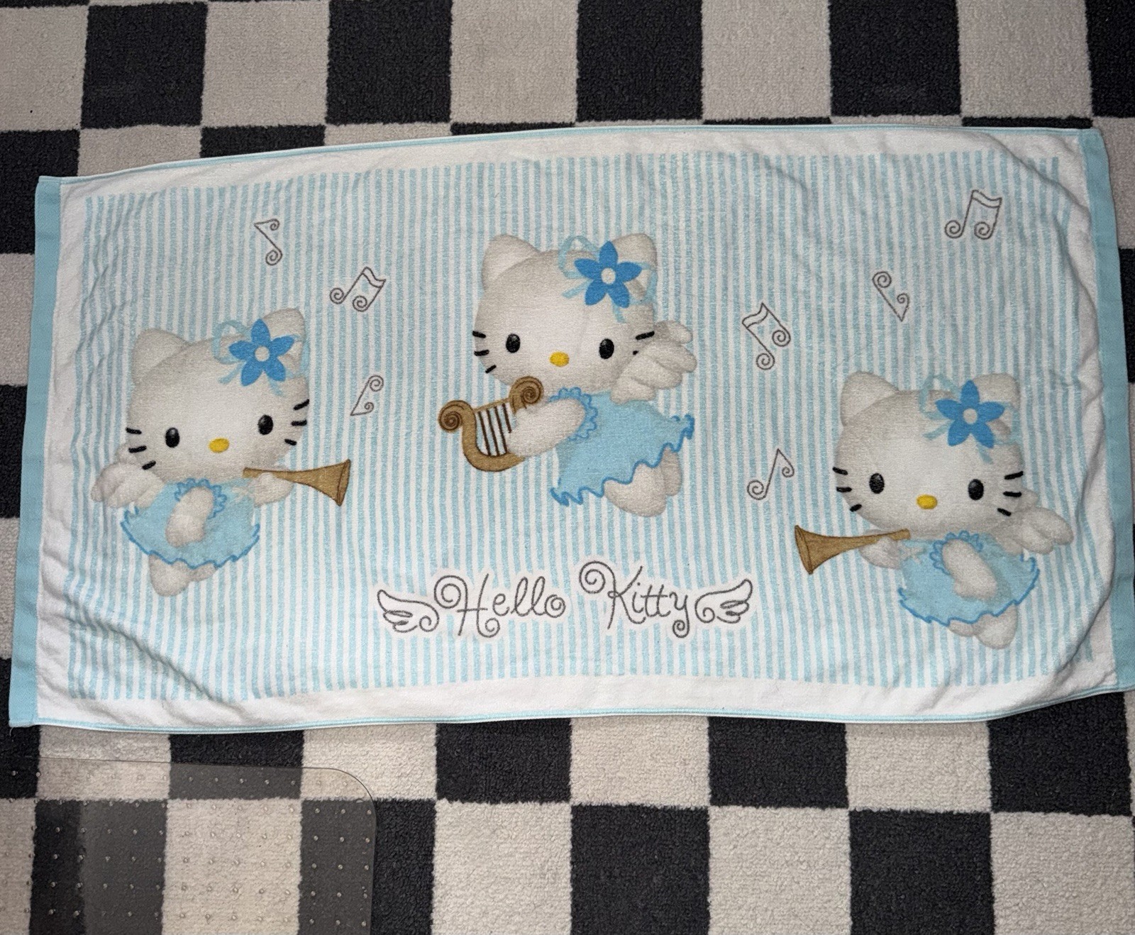 VINTAGE HTF 2001 HELLO KITTY BLUE ANGEL TOWEL