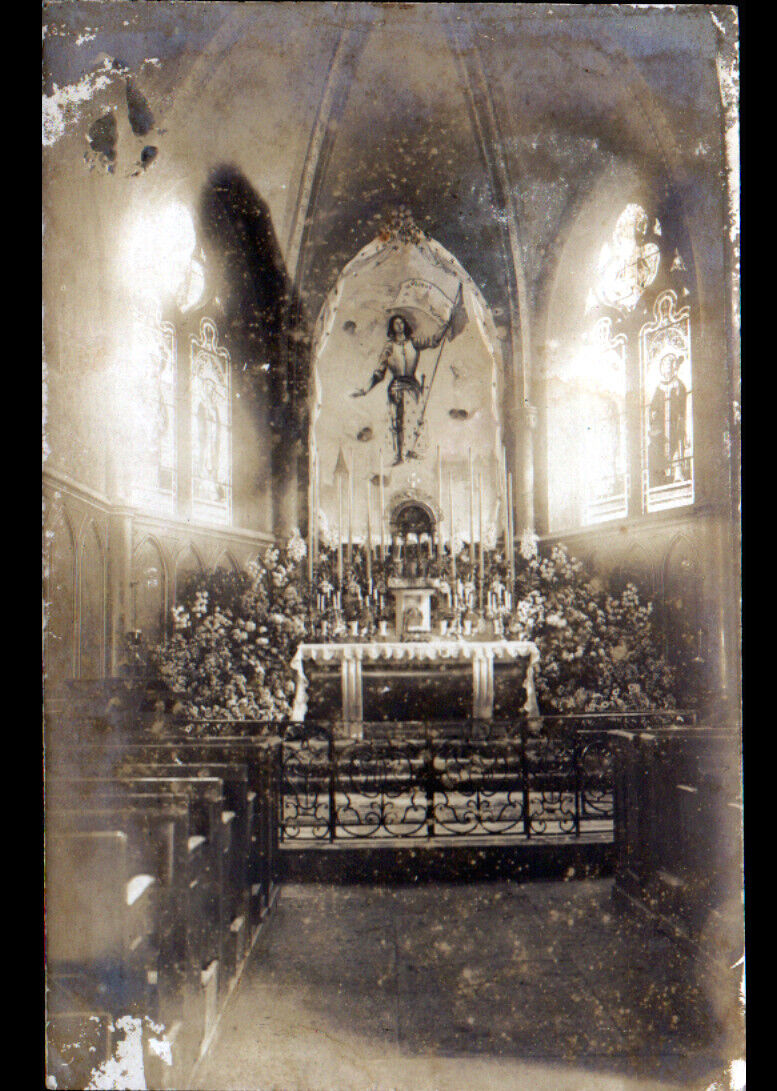 PLUMBERS-les-DIJON (21) PARTY of JEANNE D\'ARC / CHURCH decorated photo card 1910