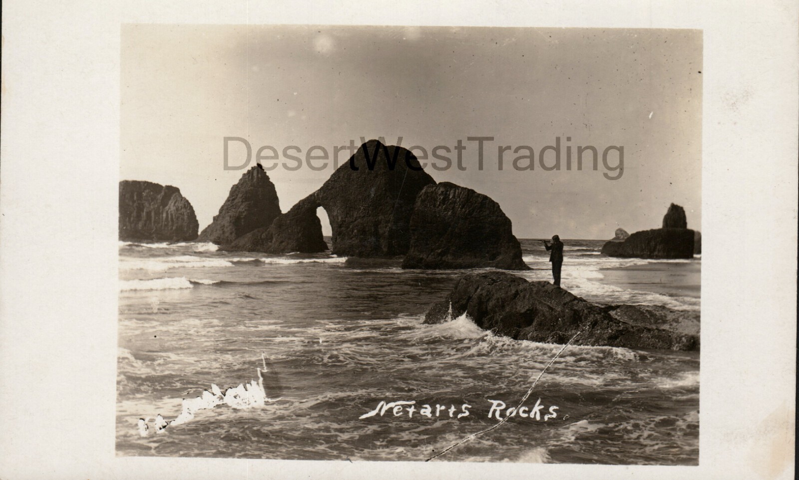 Netarts Rocks Oregon Coast RPPC Postcard AZO UNP 1904-1918