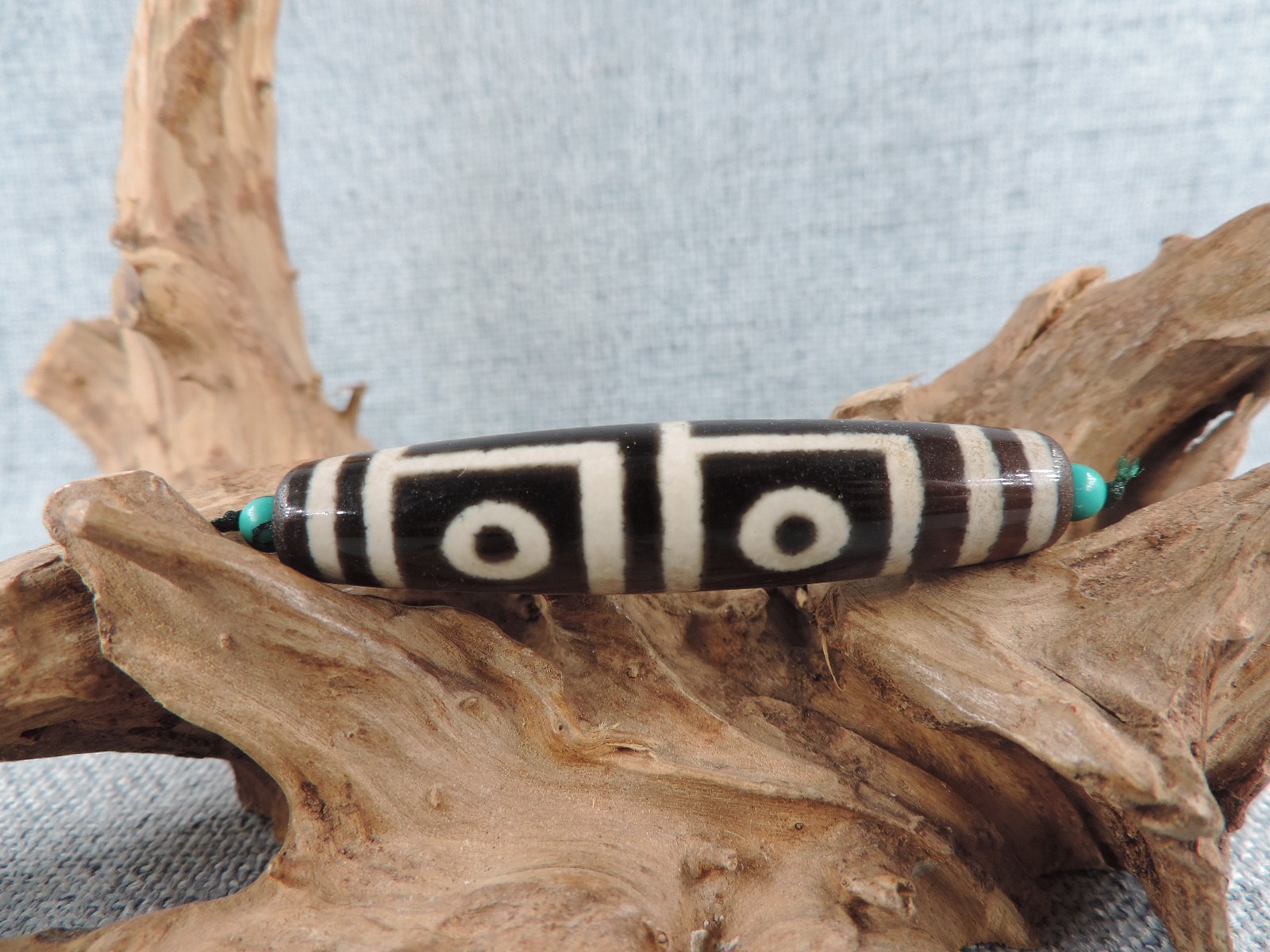 Tibetan Authetic Energy Old Agate Dzi Beads Amulet Pendant 4 Eye Gzi Bead E15