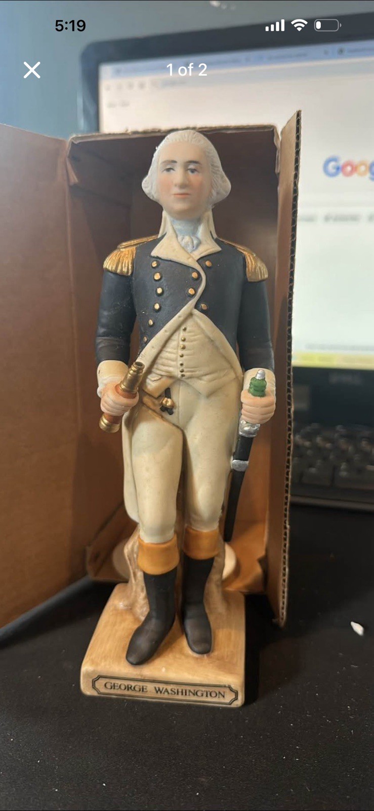 Vintage Nos 1988 George Washington Porcelain Statue 9 Inches Vintage Nos 1988 George Washington Porcelain Statue 9 Inches