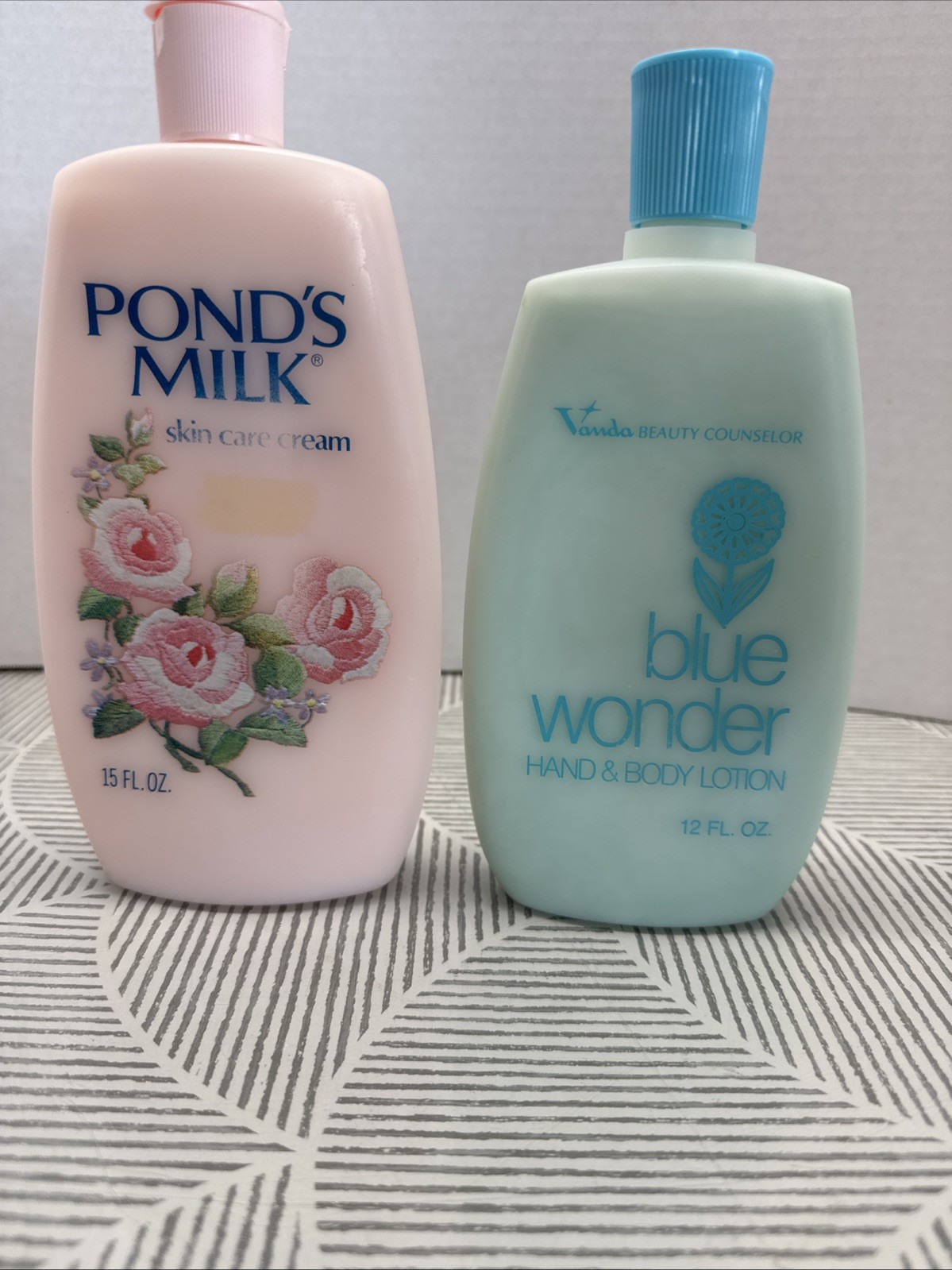 Vintage 1970s Ponds Milk Skin Cream & Vanda Beauty Blue Wonder Lotion Movie Prop