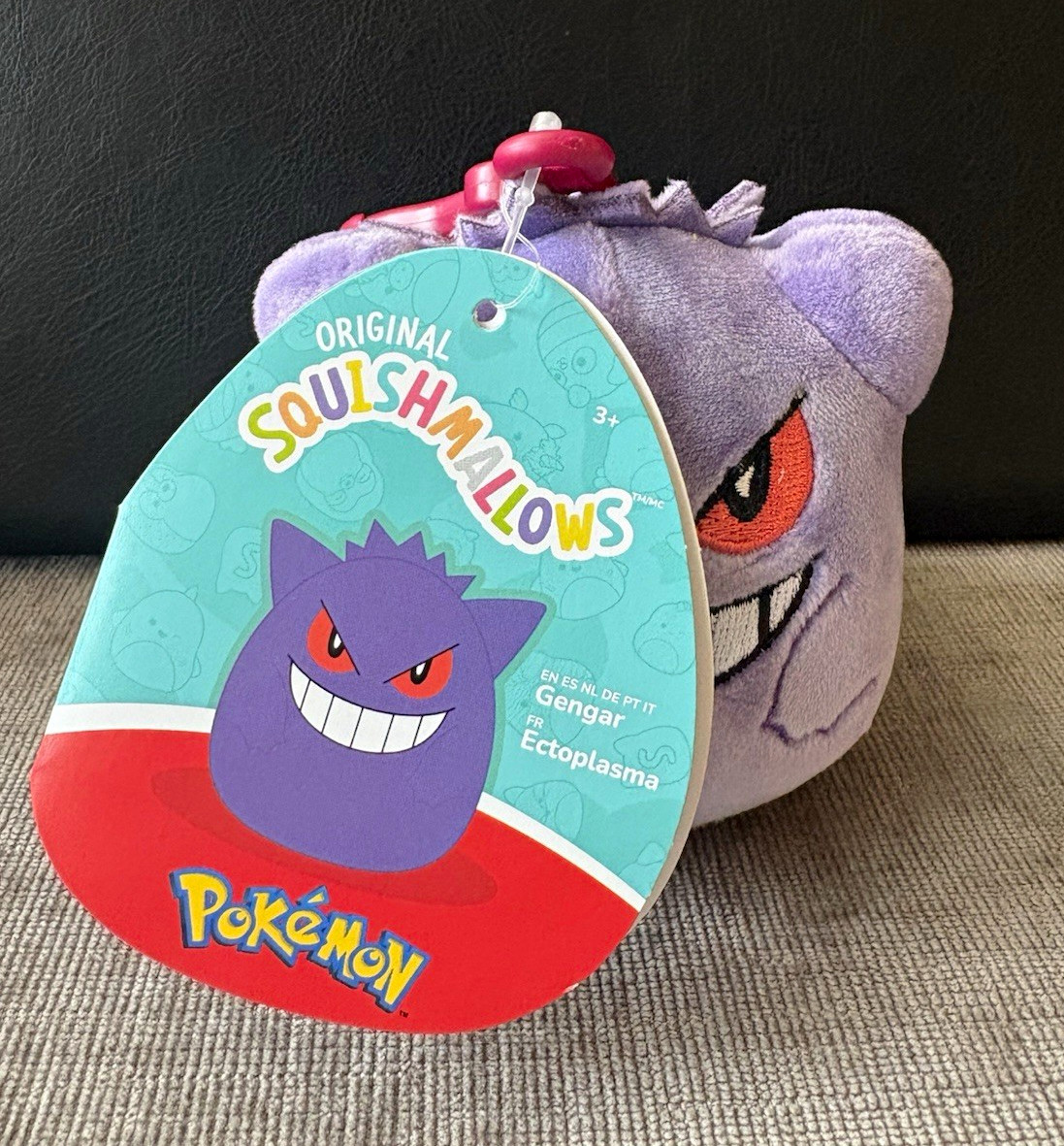 Squishmallows Pokémon Gengar Purple Plush Doll Clip-On, Animation Theme Toy