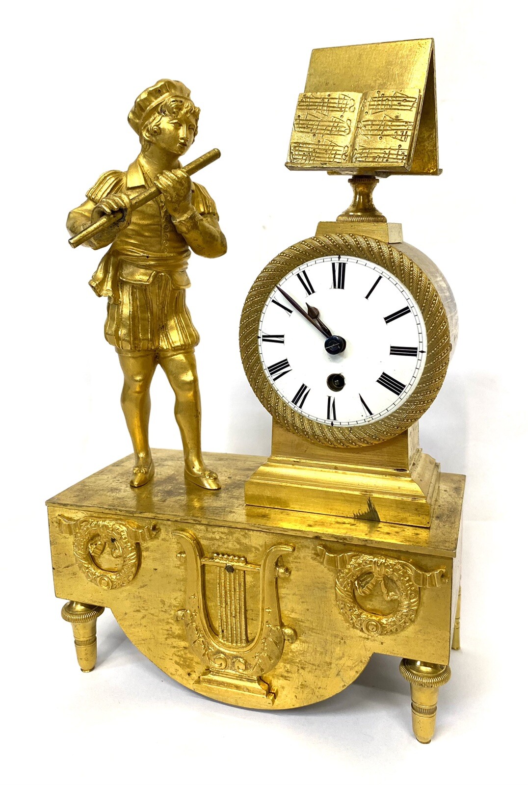 Superb Antique Gilt Bronze Figural Single Chain Fusee Mantel Clock Bently & Beck