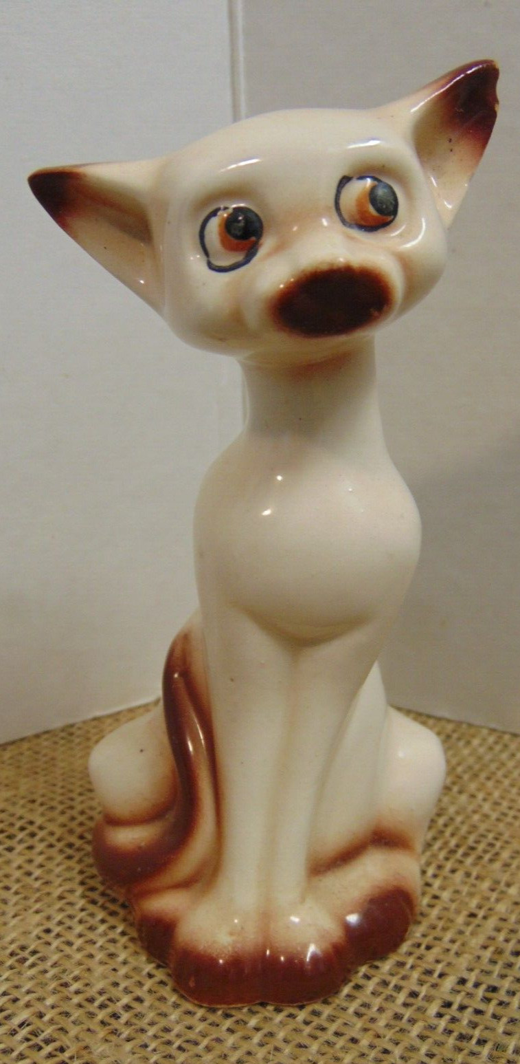 Vtg Porcelain Siamese Cat - Made in Japan Height 5\