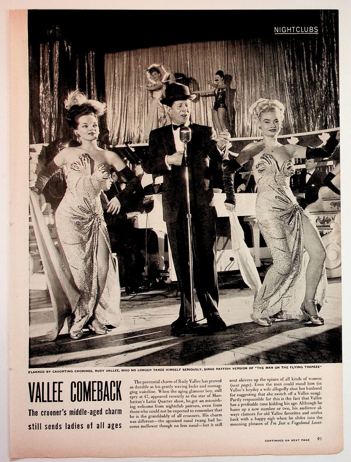 Rudy Vallee Comeback Magazine Article & Jacques Kreisler Watch Band Ad