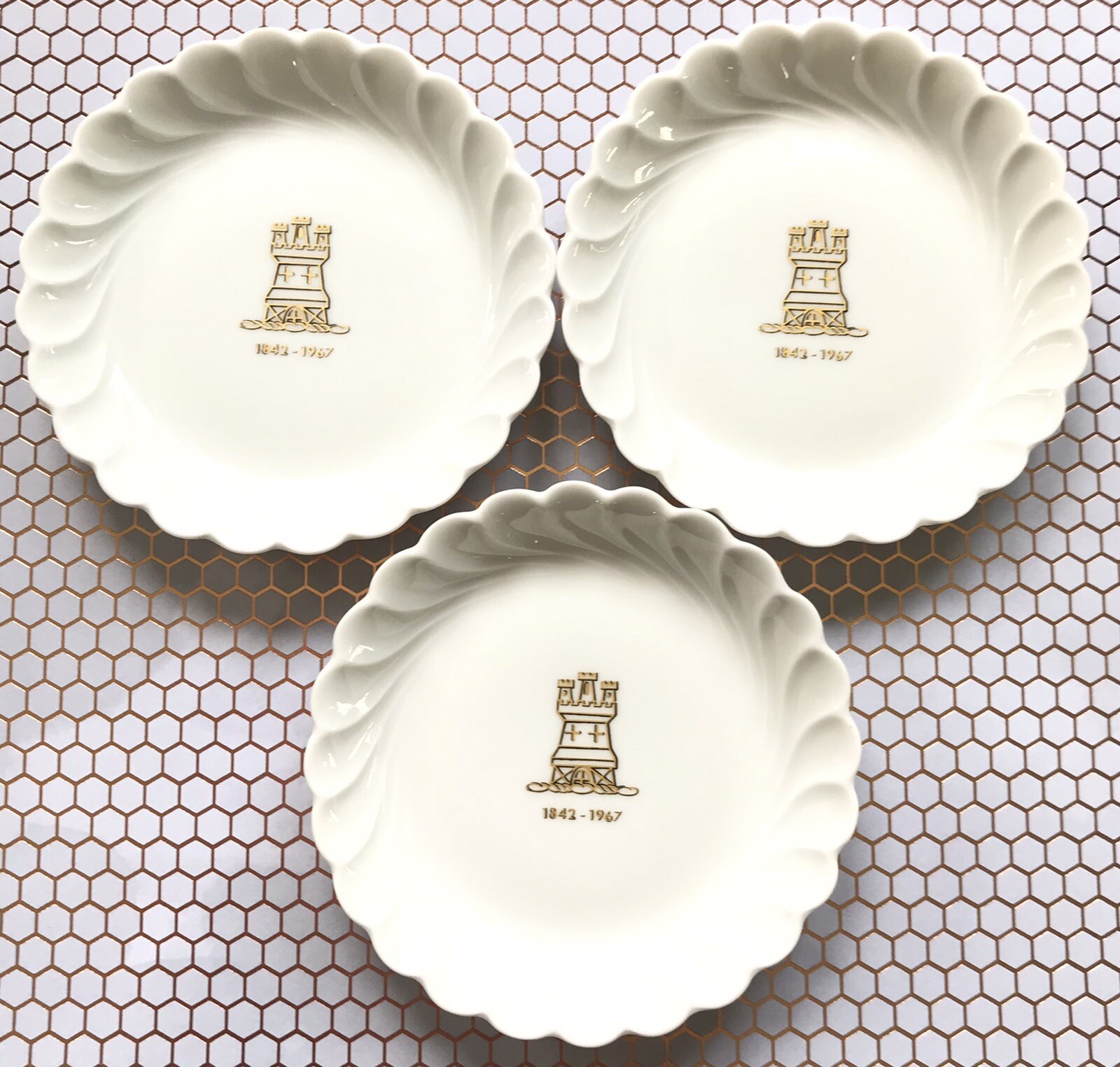 Haviland Limoges 125th Anniversary Coasters / Plates  France Gold Torse Set of 3