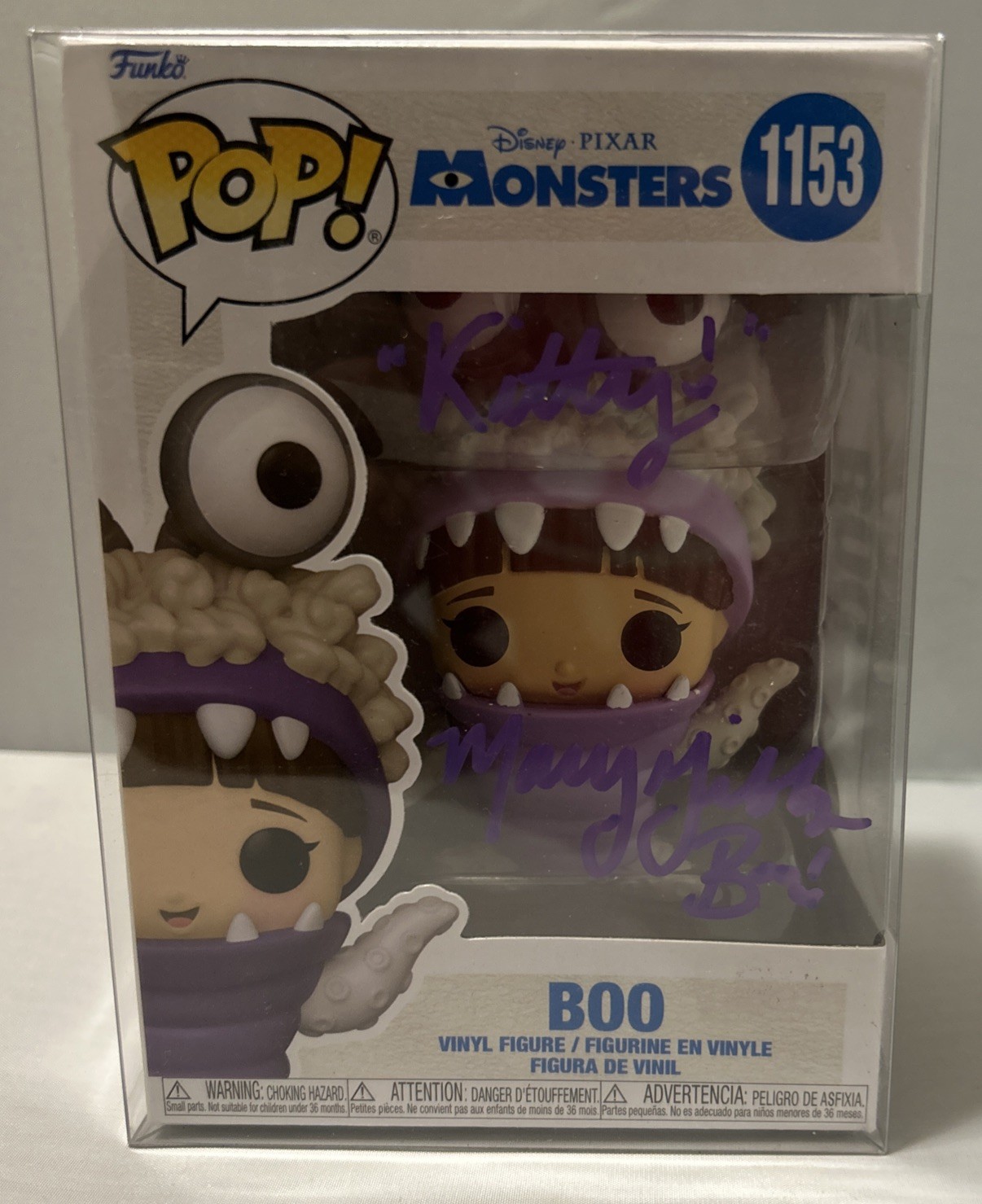 Mary Gibbs Signed Funko POP Disney Pixar Monsters 1153 Boo Auto Signed JSA Kitty