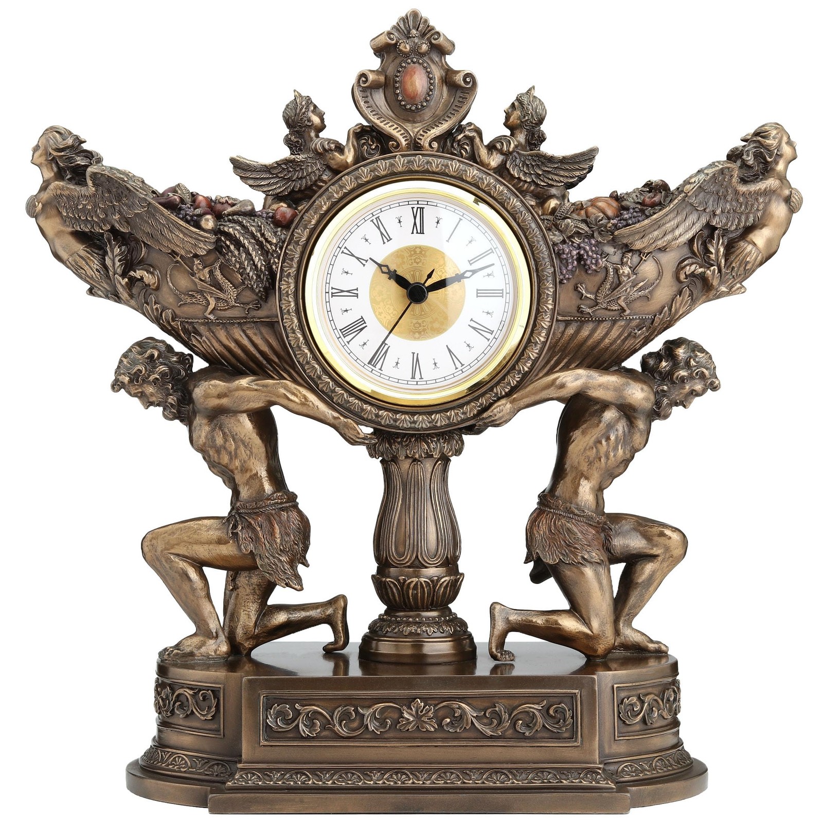 Unicorn Studios WU76007A4 Strong Men Carrying Vessel of Harvest Clock