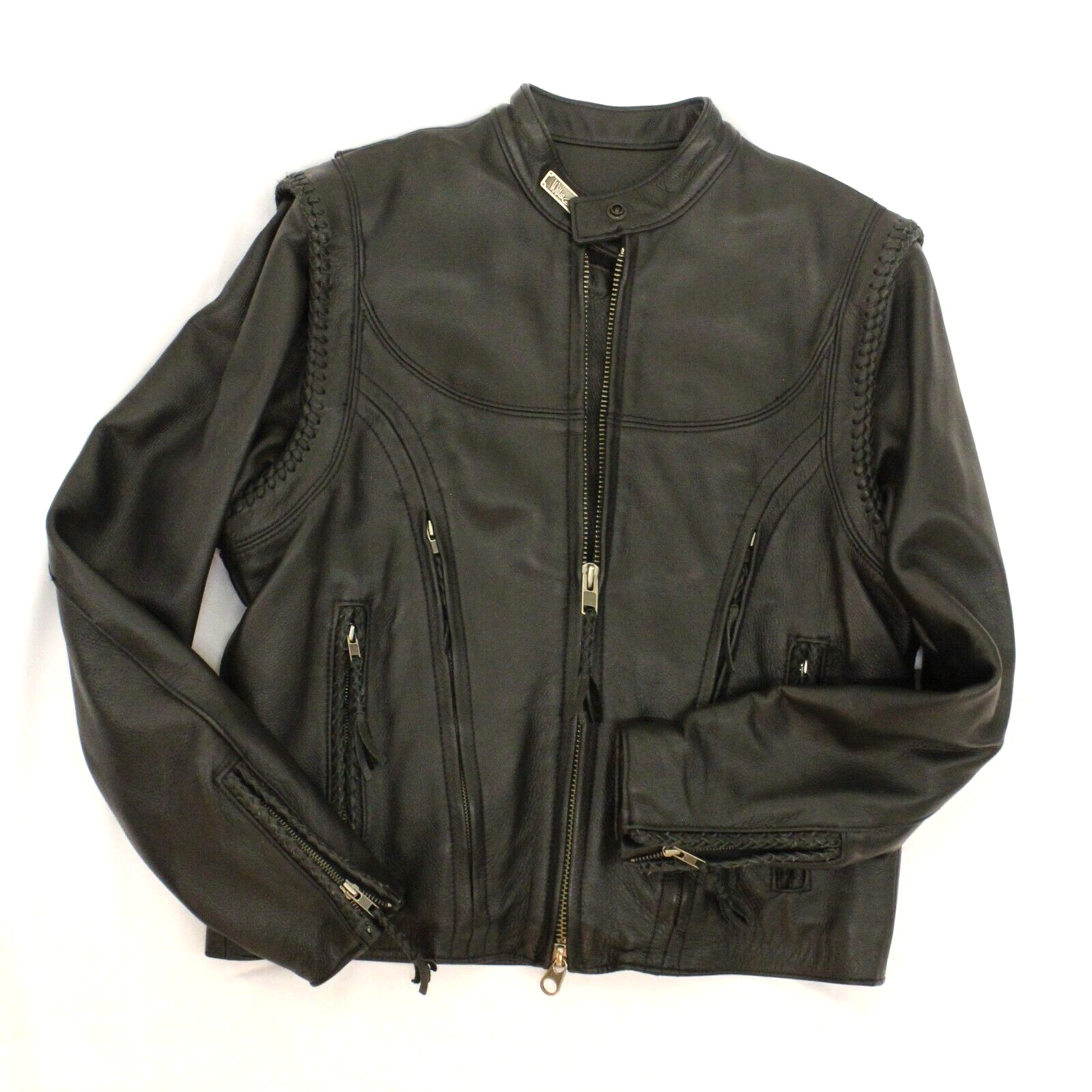 Women\'s Harley Davidson Willie G Leather Jacket Sz L Removable Sleeves Vest